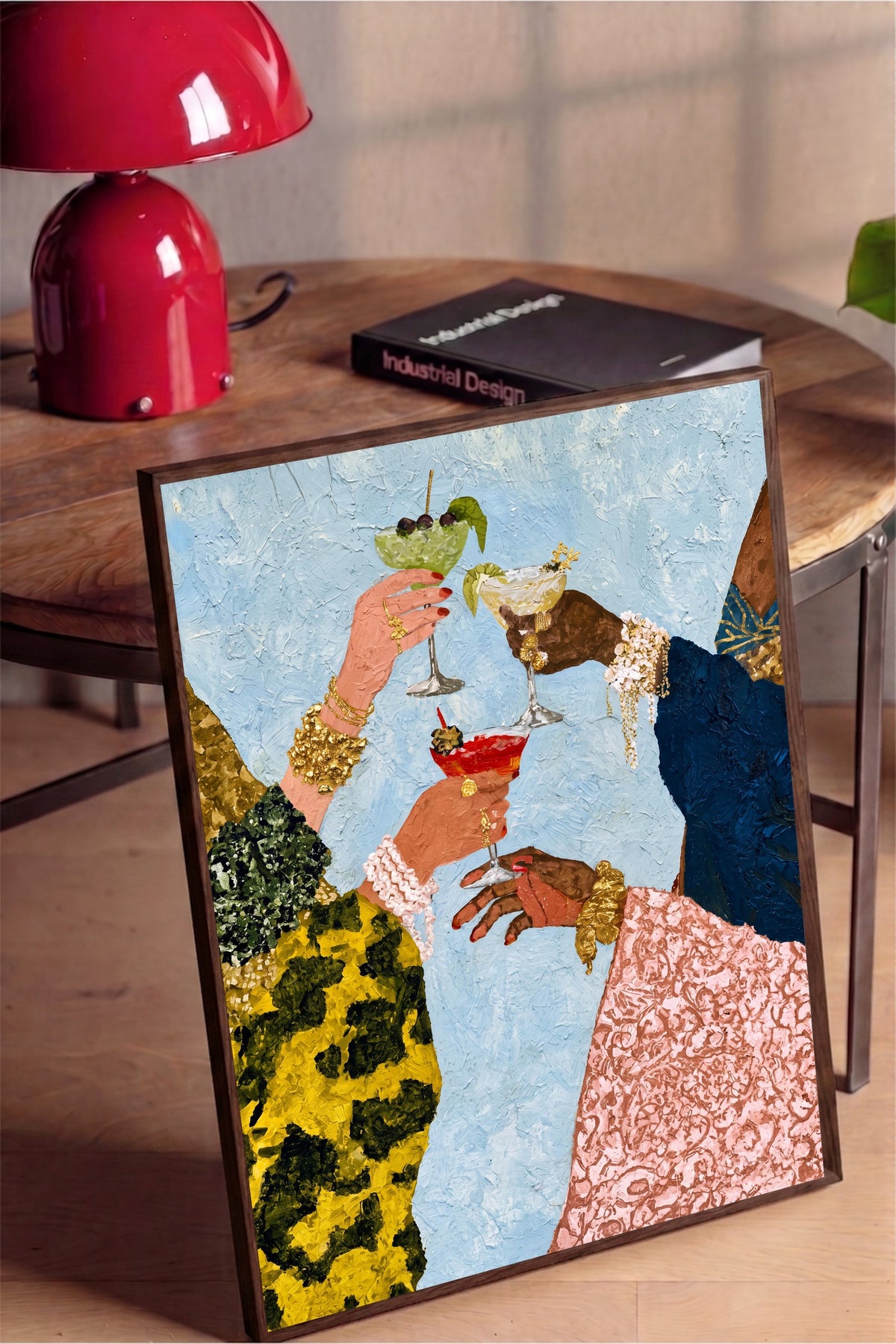 El Yapımı Kokteyl Sahnesi Poster – Kahverengi Çerçeveli Tablo
