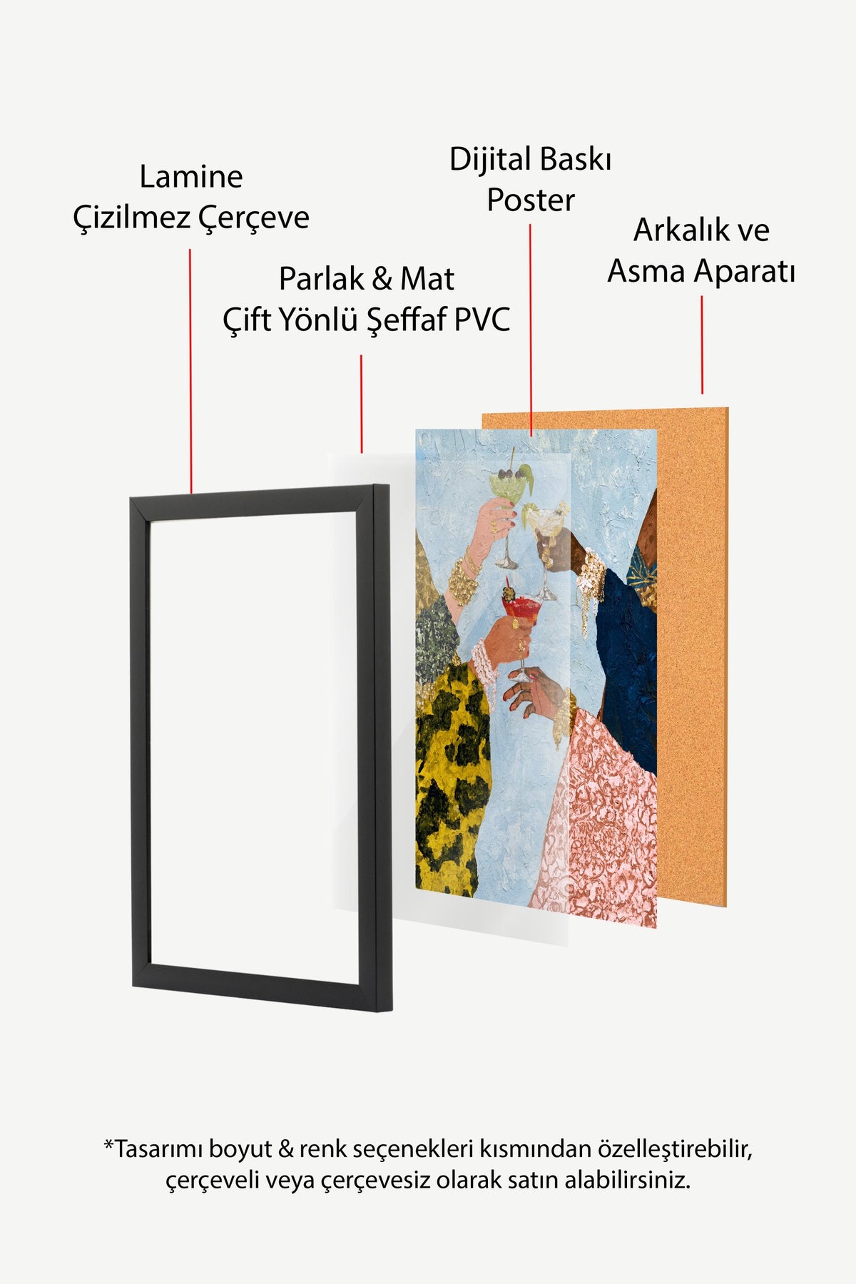 El Yapımı Kokteyl Sahnesi Poster – Siyah Çerçeveli Tablo