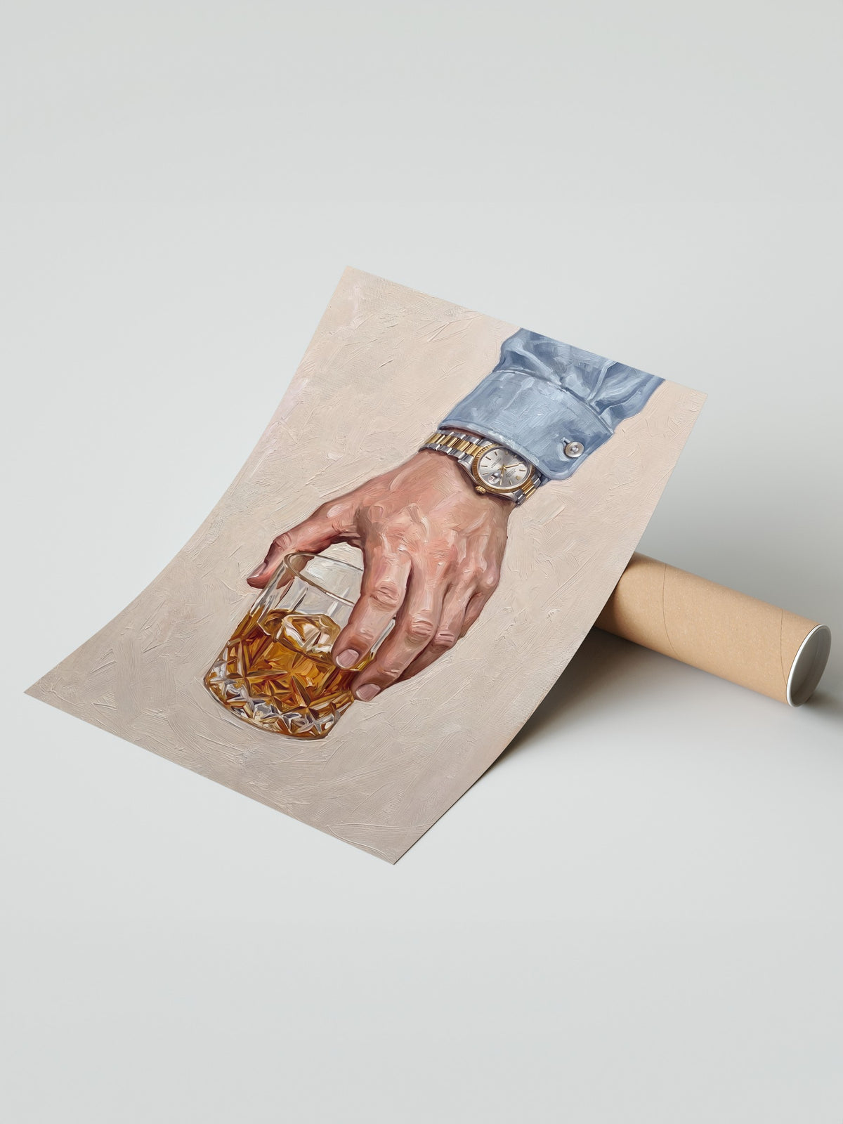 Saatli El ile İçecek Tutuşu Çerçevesiz Poster