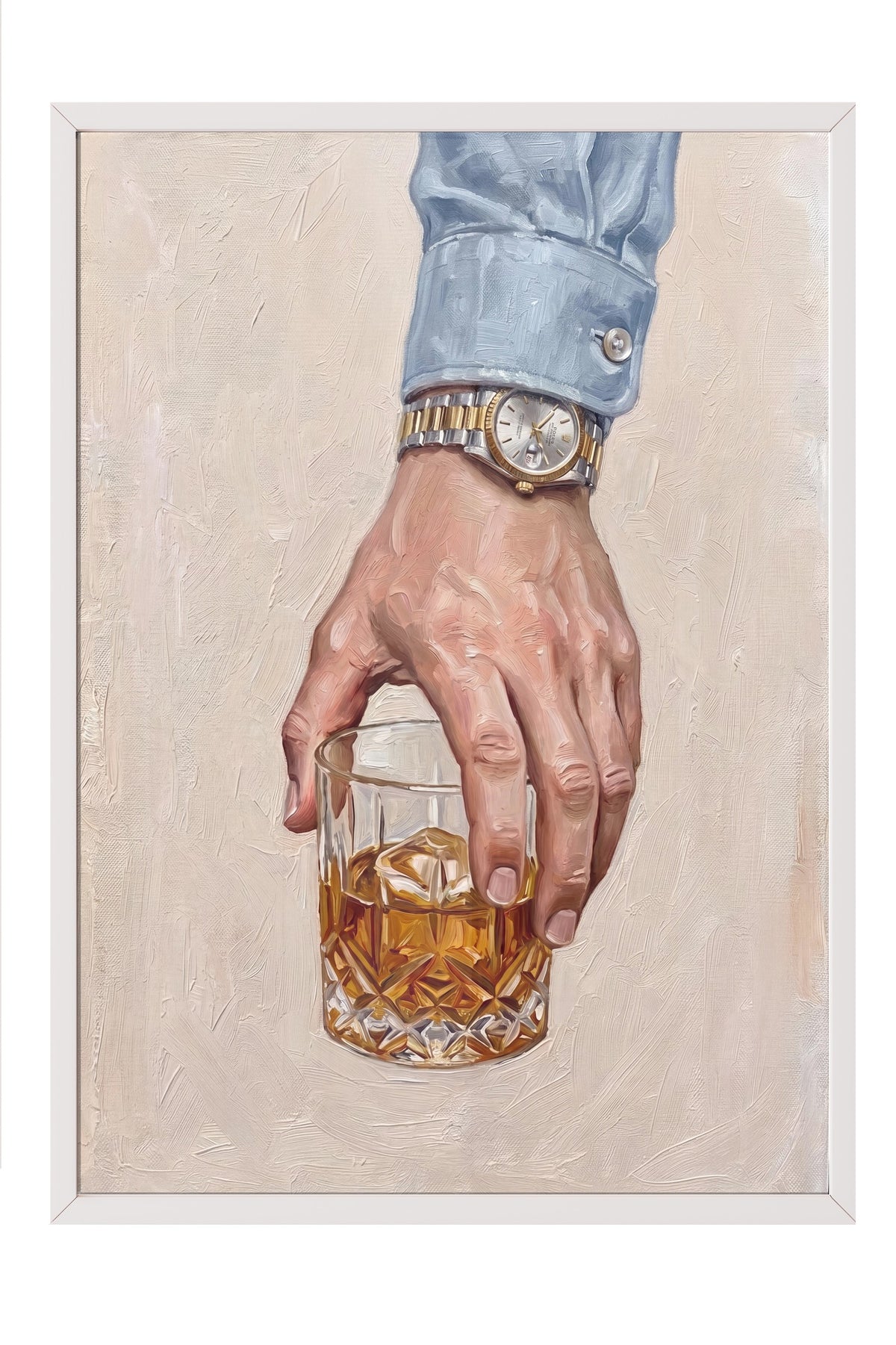 Saatli El ile İçecek Tutuşu Poster – Beyaz Çerçeveli Tablo