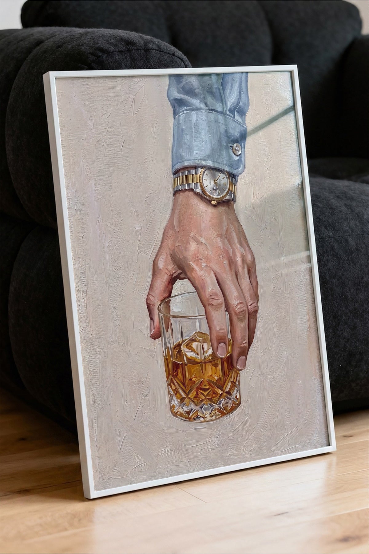 Saatli El ile İçecek Tutuşu Poster – Beyaz Çerçeveli Tablo