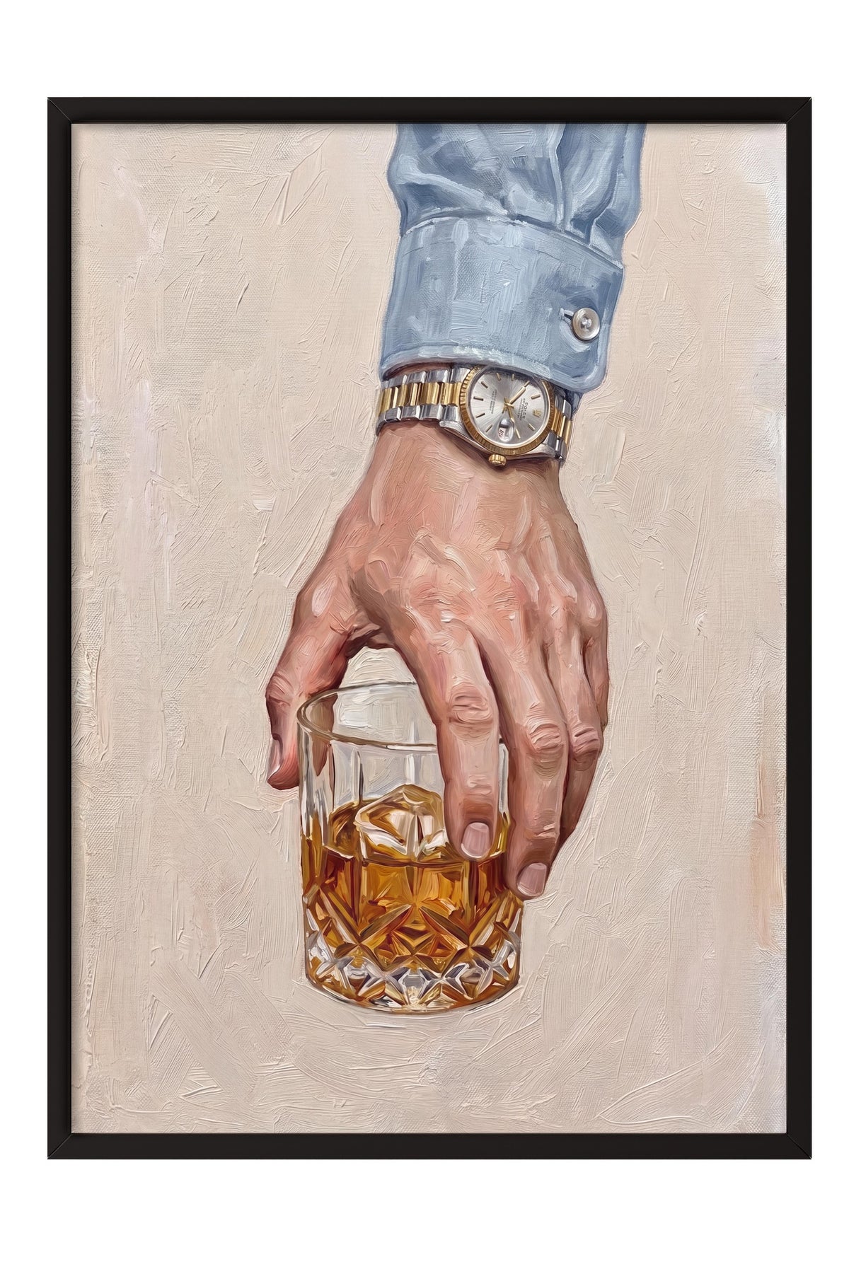 Saatli El ile İçecek Tutuşu Poster – Siyah Çerçeveli Tablo