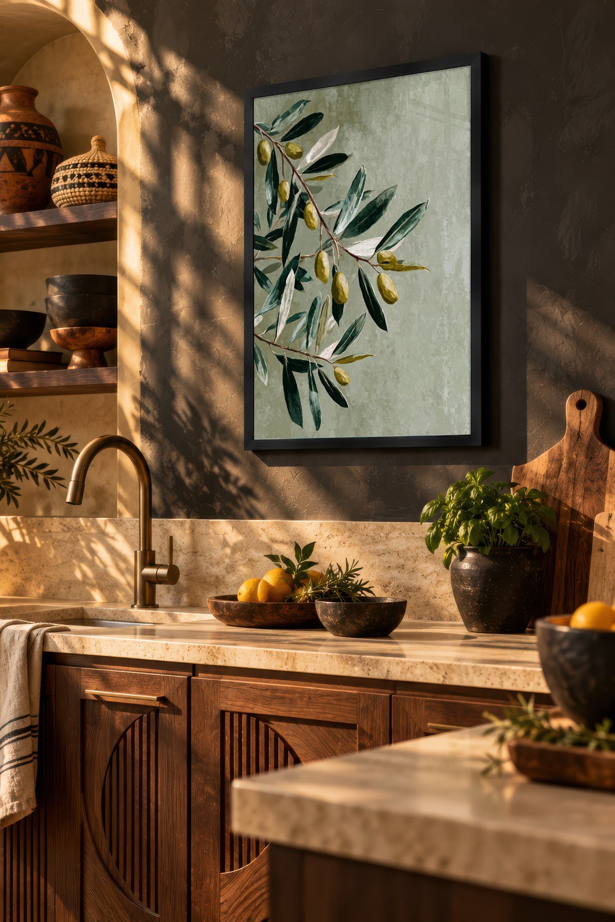 Zeytin Dalı İllüstrasyonu Poster – Siyah Çerçeveli Tablo