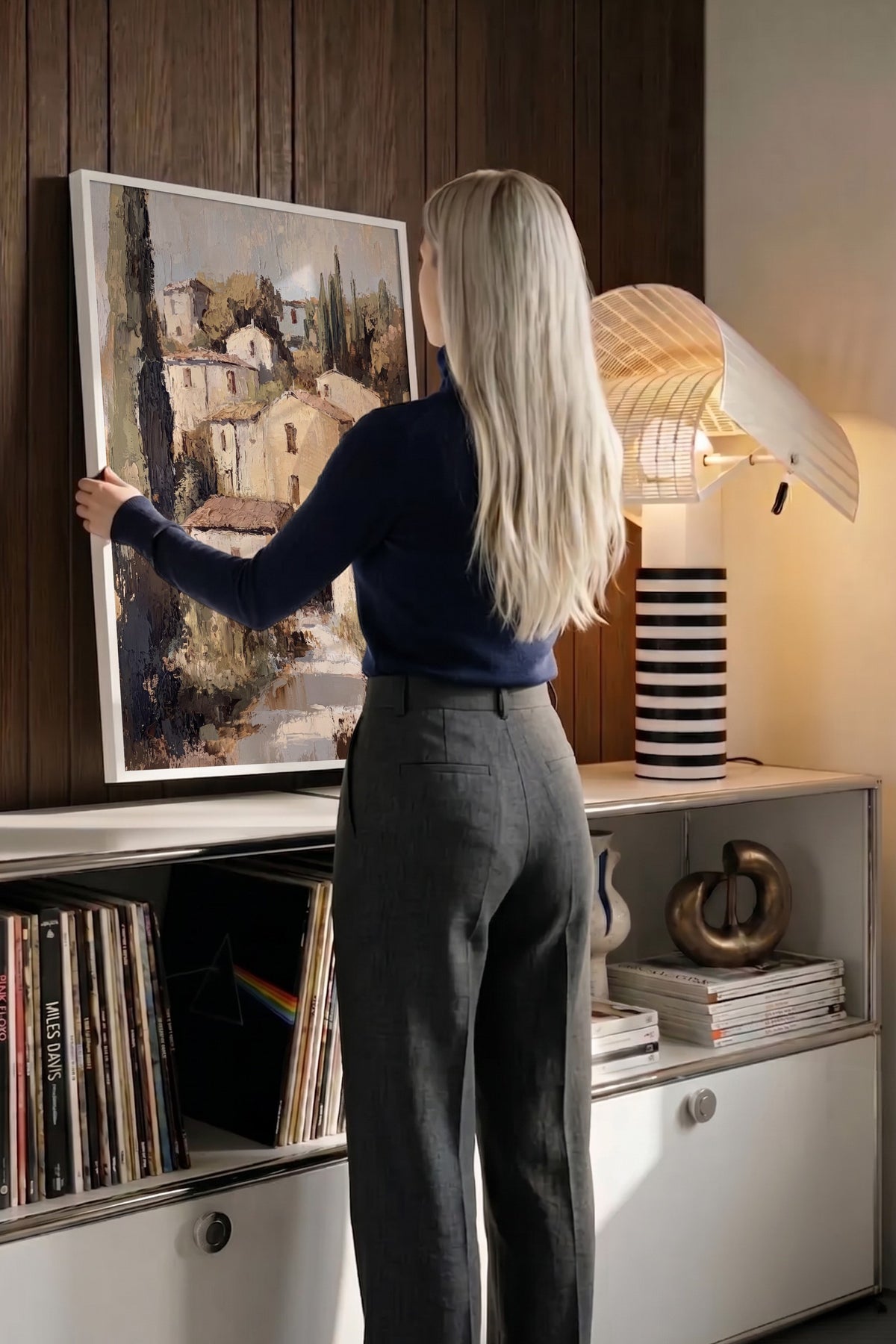Kırsal Manzara Yağlı Boya Poster – Beyaz Çerçeveli Tablo