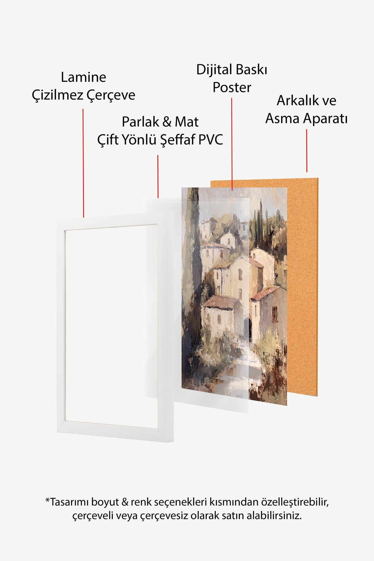 Kırsal Manzara Yağlı Boya Poster – Beyaz Çerçeveli Tablo