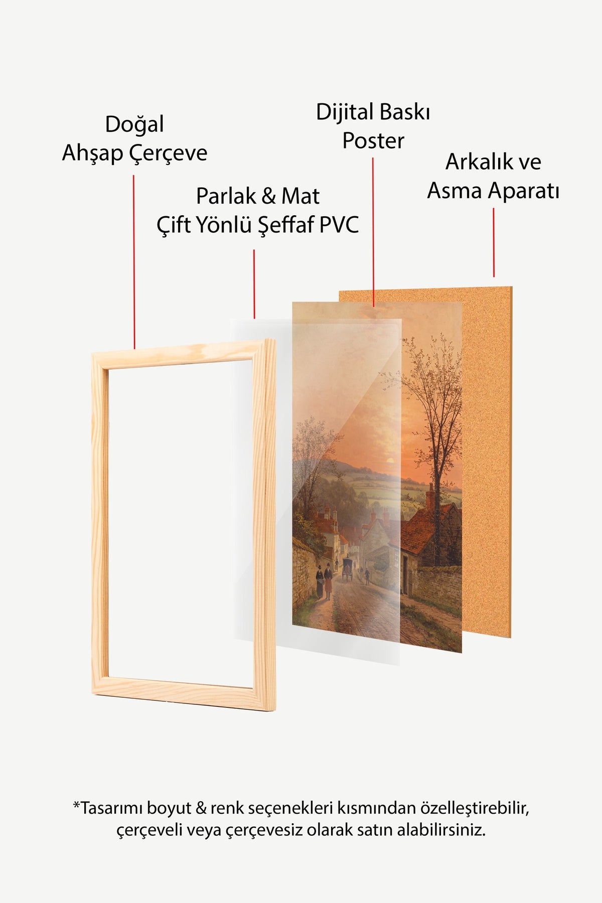 Köy Yolu Manzarası Poster – Ahşap Çerçeveli Tablo