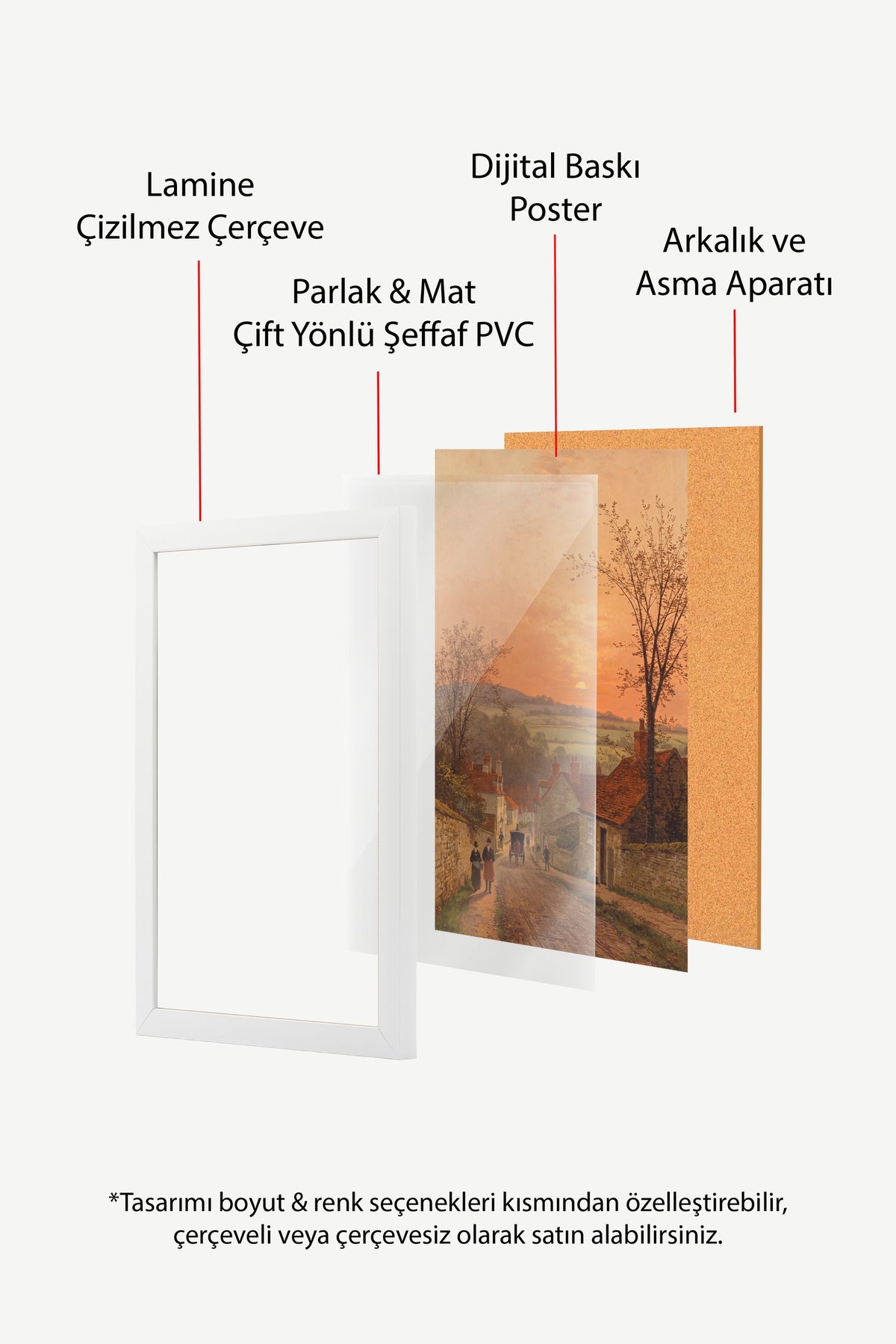 Köy Yolu Manzarası Poster – Beyaz Çerçeveli Tablo