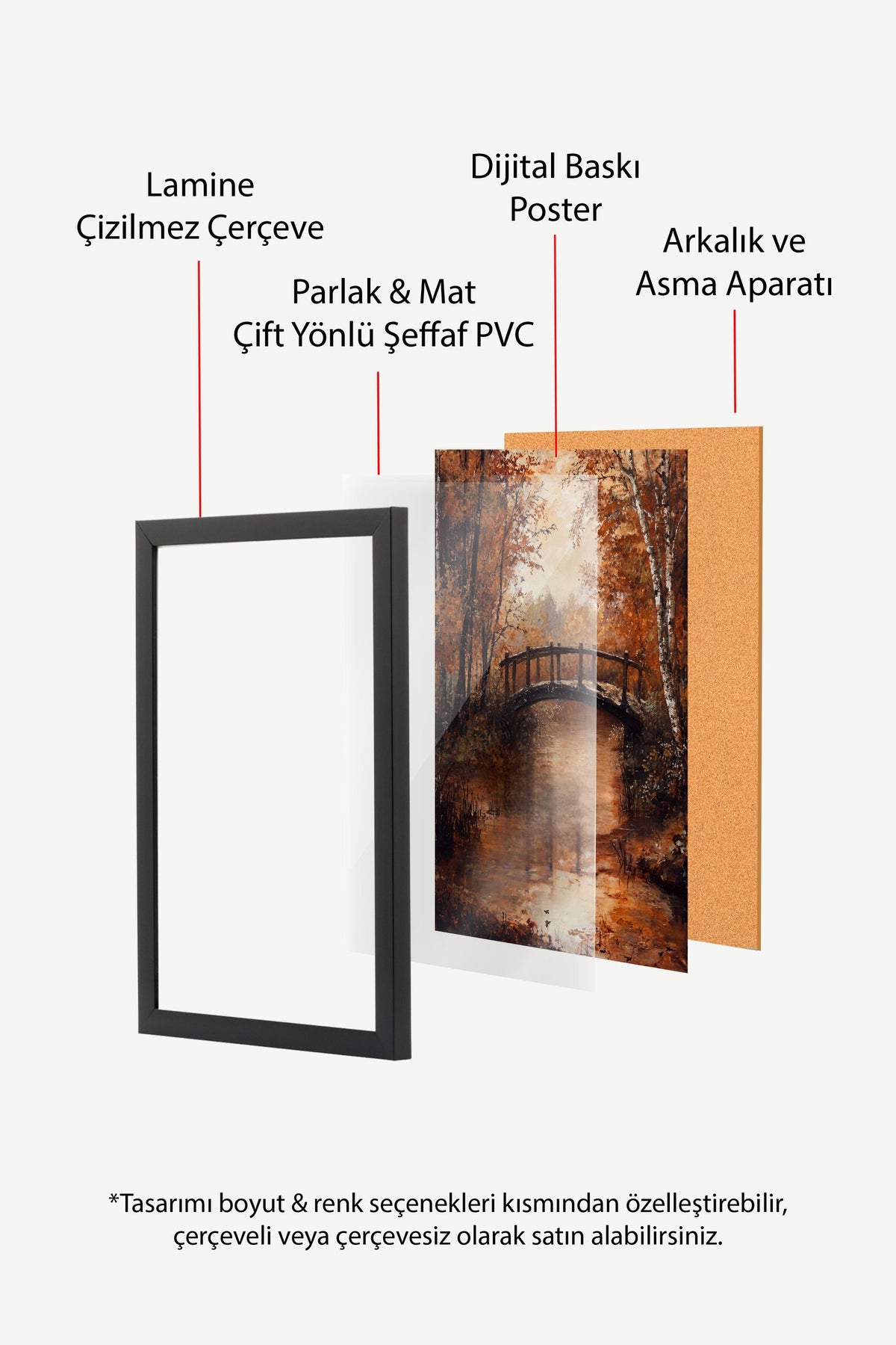 Sonbahar Köprü Manzarası Poster – Siyah Çerçeveli Tablo