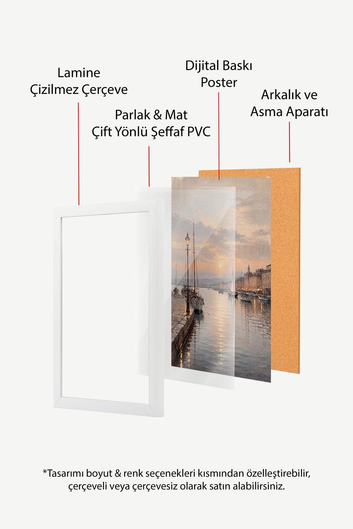 Gün Batımında Liman Manzarası Poster – Beyaz Çerçeveli Tablo