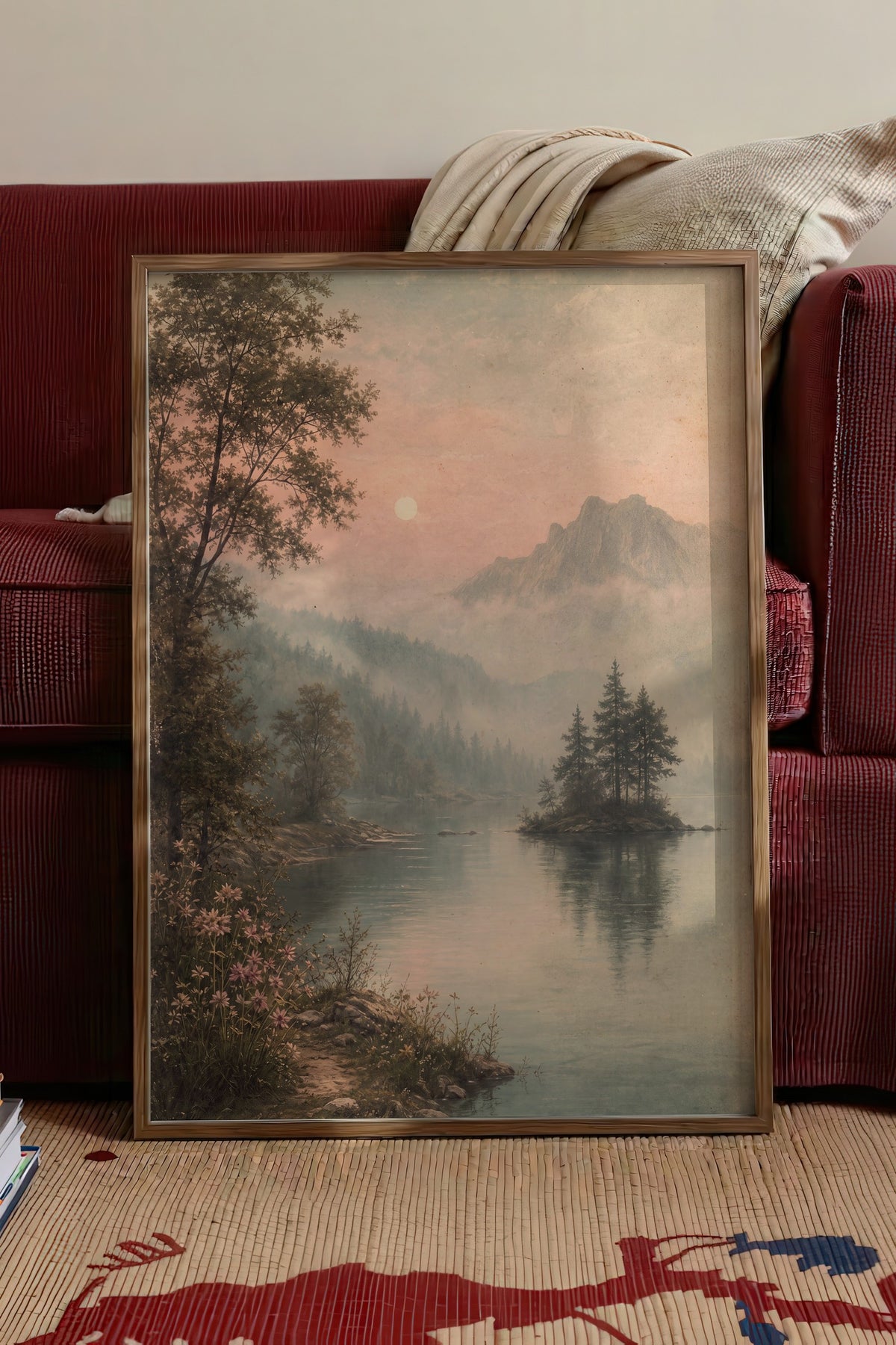 Huzurlu Doğa Manzarası Poster – Kahverengi Çerçeveli Tablo