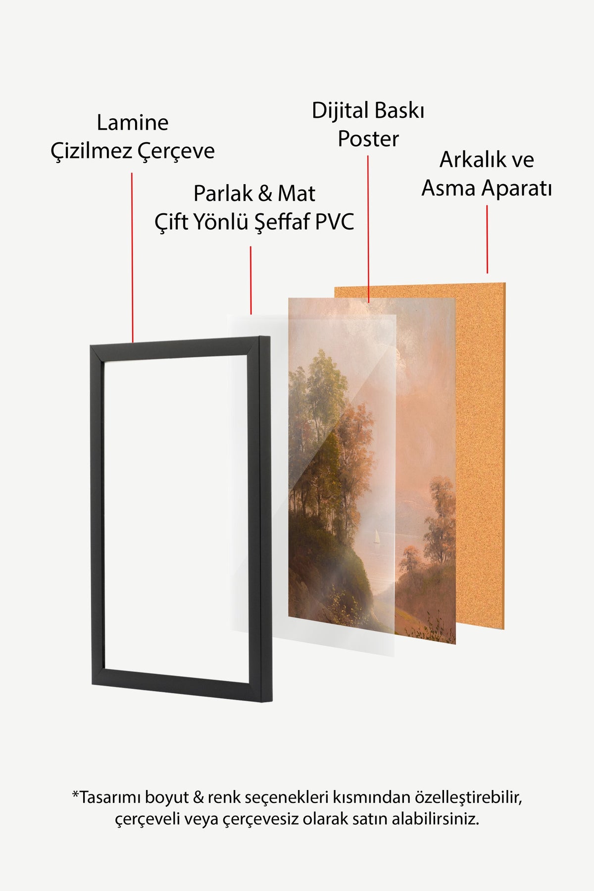 Göl Kenarında Yelkenli Poster – Siyah Çerçeveli Tablo