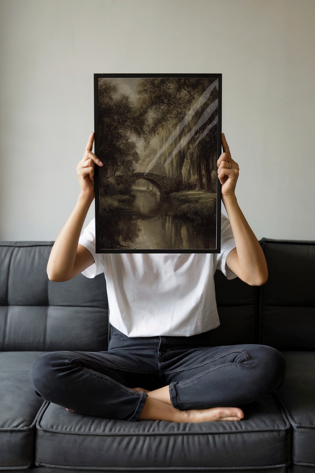 Nehir Üzerinde Taş Köprü Poster – Siyah Çerçeveli Tablo
