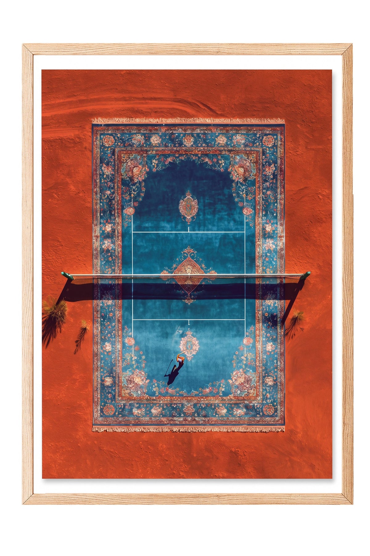 Tepeden Halı Tenis Sahası Poster – Ahşap Çerçeveli Tablo