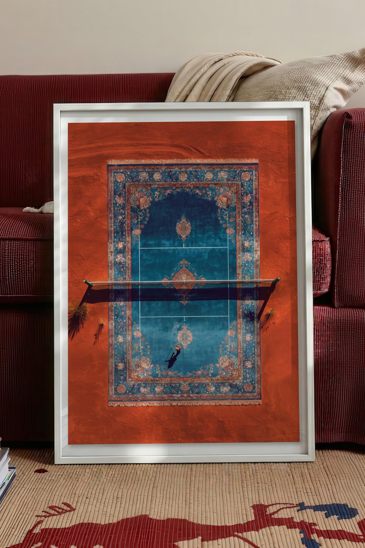Tepeden Halı Tenis Sahası Poster – Beyaz Çerçeveli Tablo