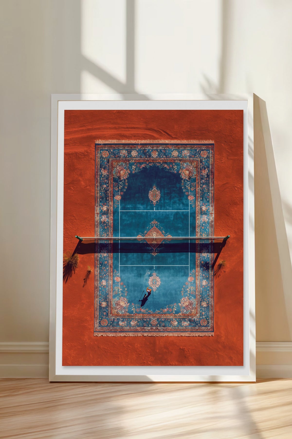 Tepeden Halı Tenis Sahası Poster – Beyaz Çerçeveli Tablo