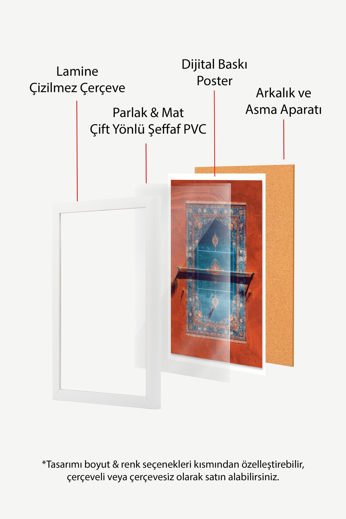 Tepeden Halı Tenis Sahası Poster – Beyaz Çerçeveli Tablo