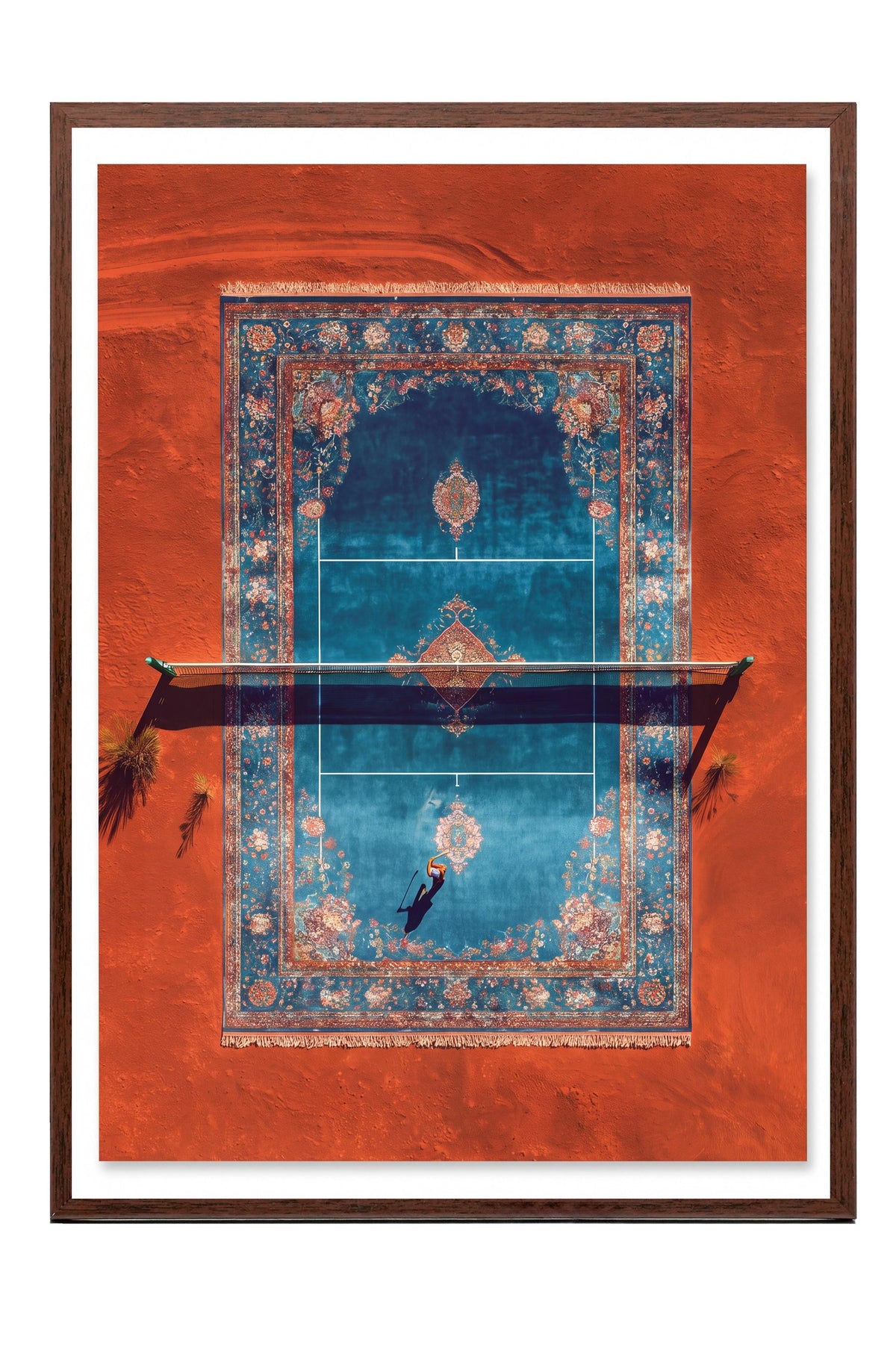 Tepeden Halı Tenis Sahası Poster – Kahverengi Çerçeveli Tablo