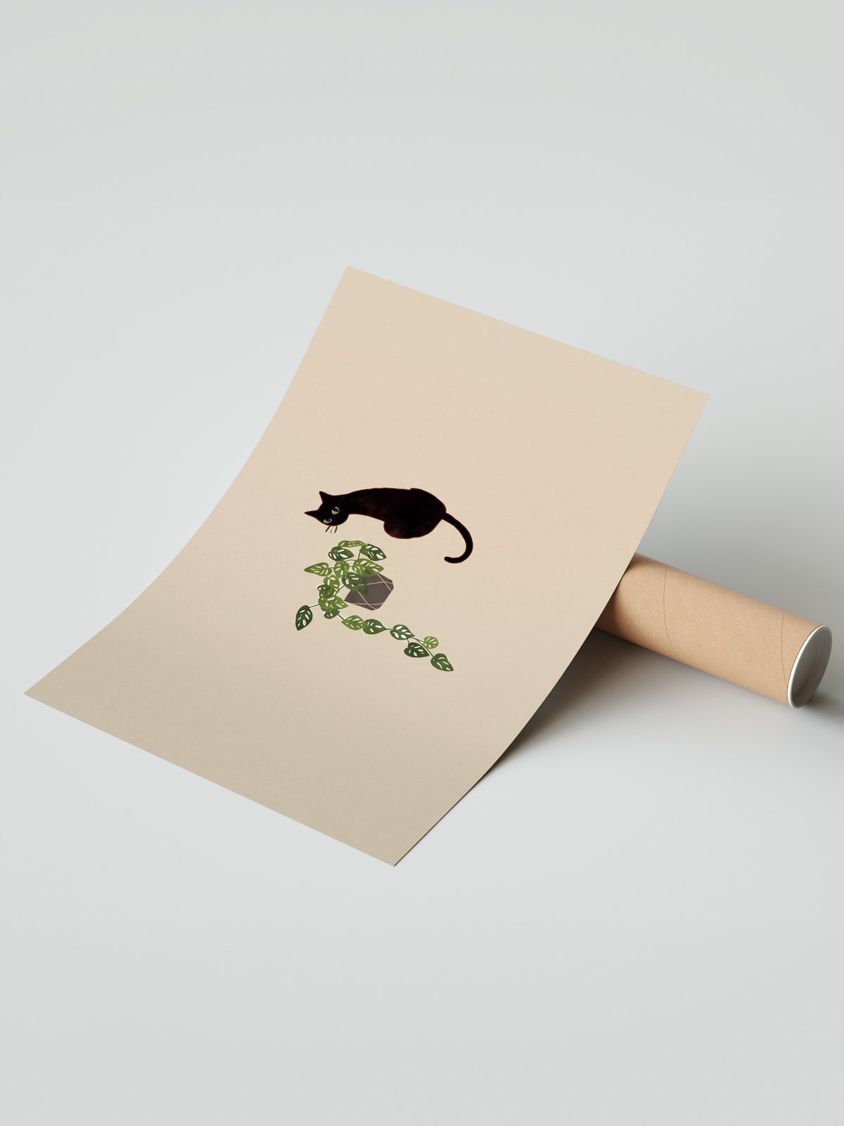 Bitkiyle Oynayan Kedi Çerçevesiz Poster