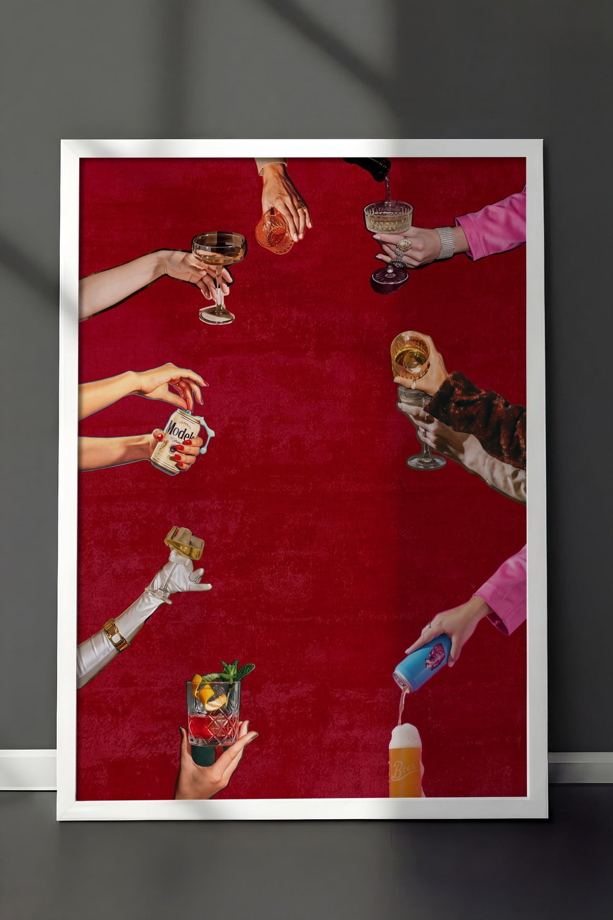 Retro Tarzda İçecek Sunumu Poster – Beyaz Çerçeveli Tablo