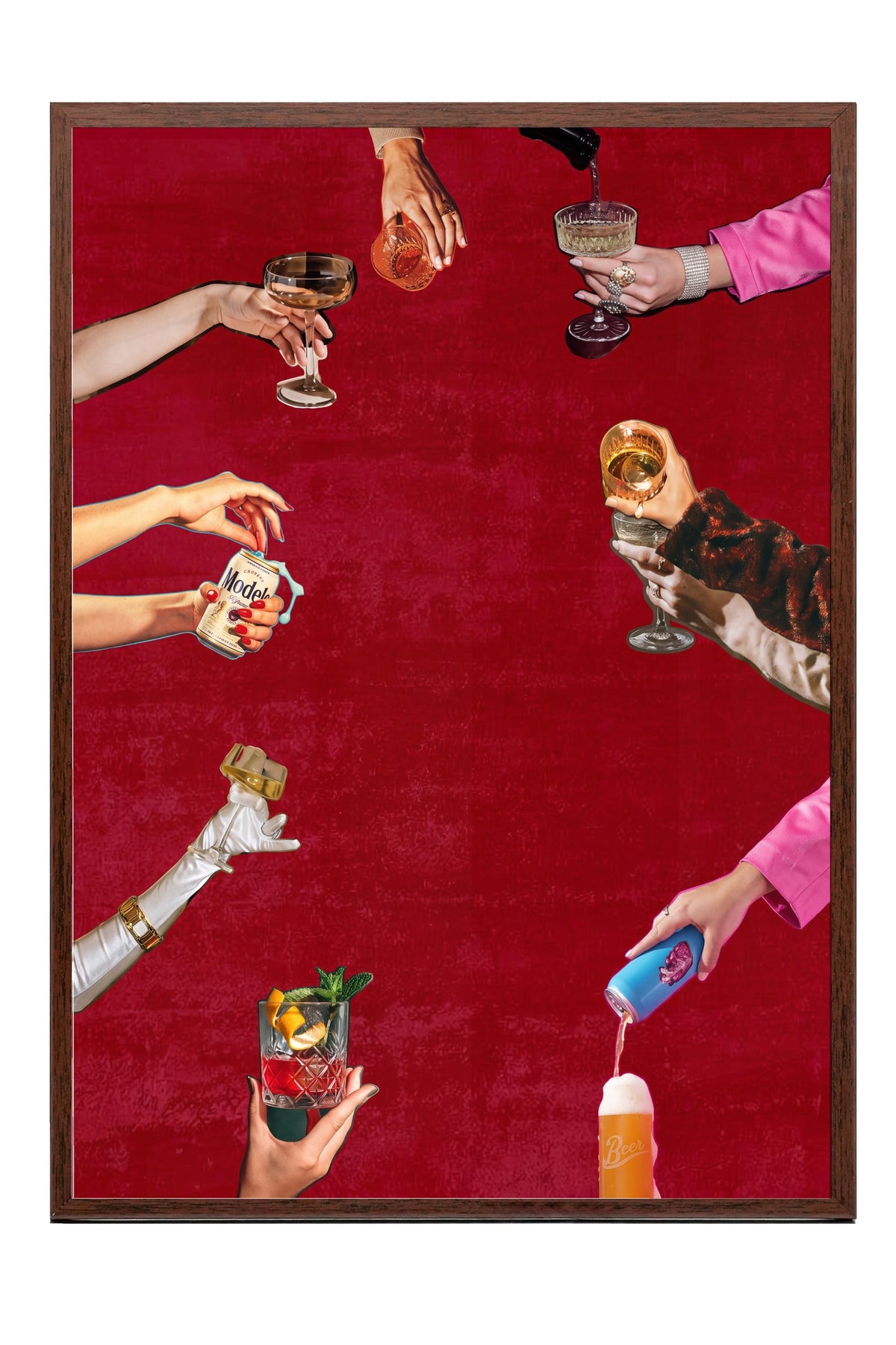 Retro Tarzda İçecek Sunumu Poster – Kahverengi Çerçeveli Tablo