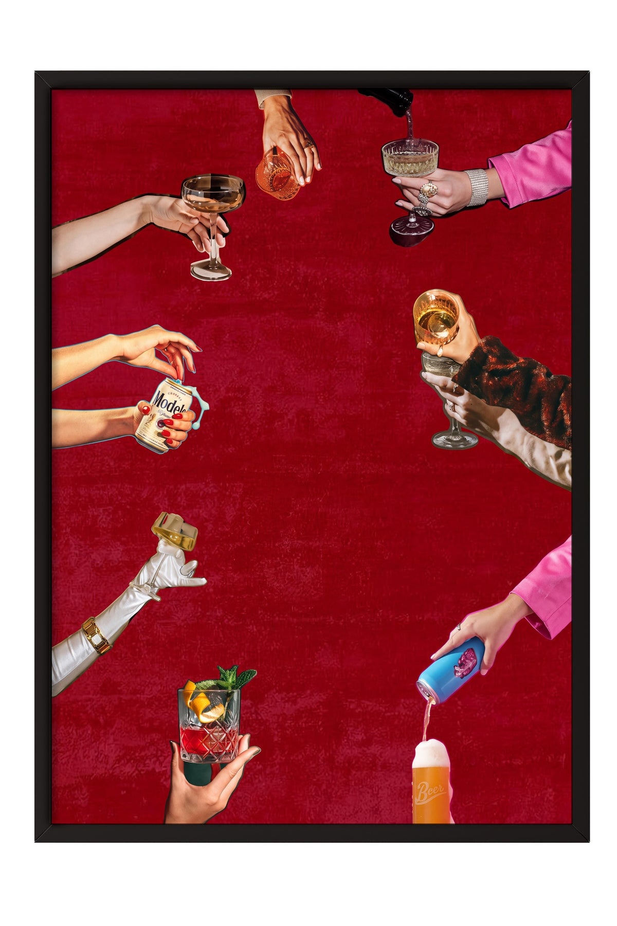 Retro Tarzda İçecek Sunumu Poster – Siyah Çerçeveli Tablo