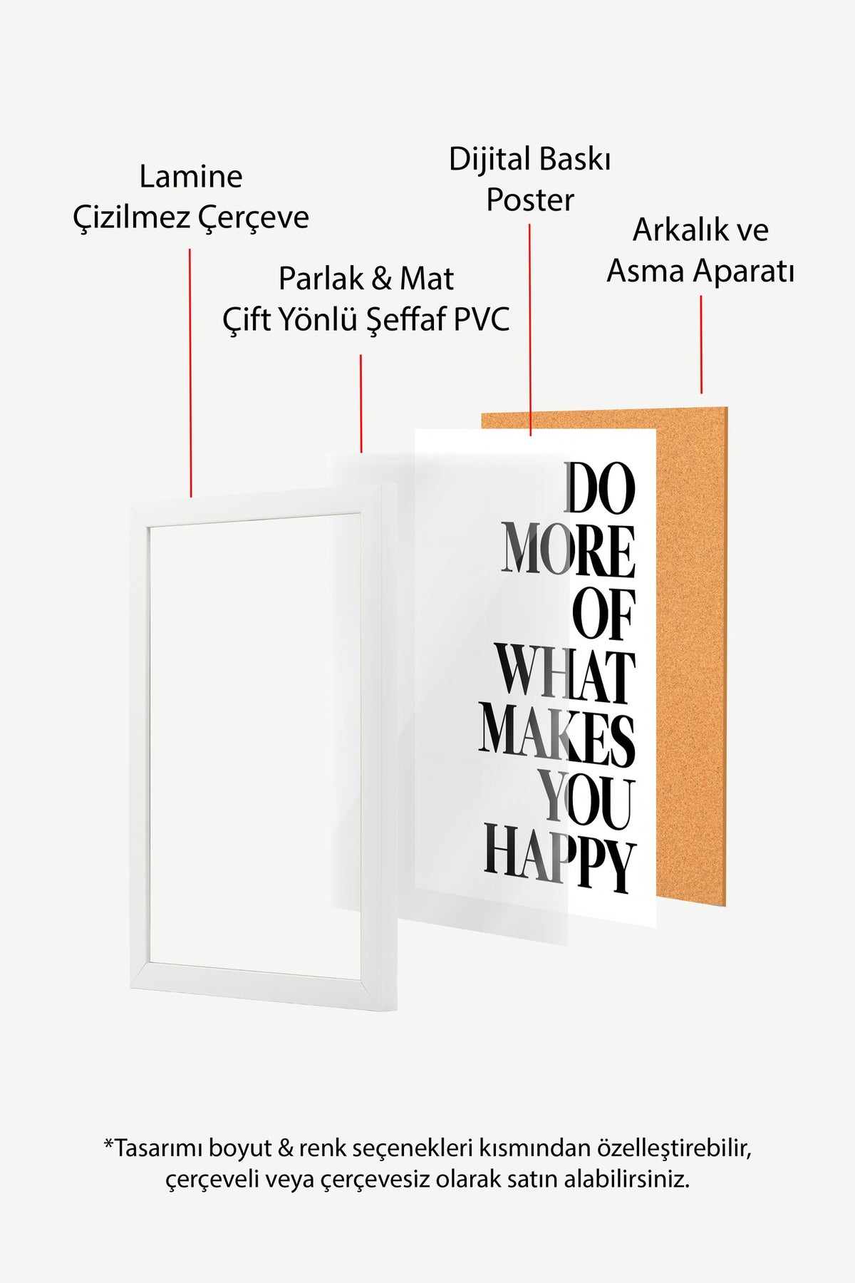 DO MORE OF WHAT MAKES YOU HAPPY Poster – Beyaz Çerçeveli Tablo