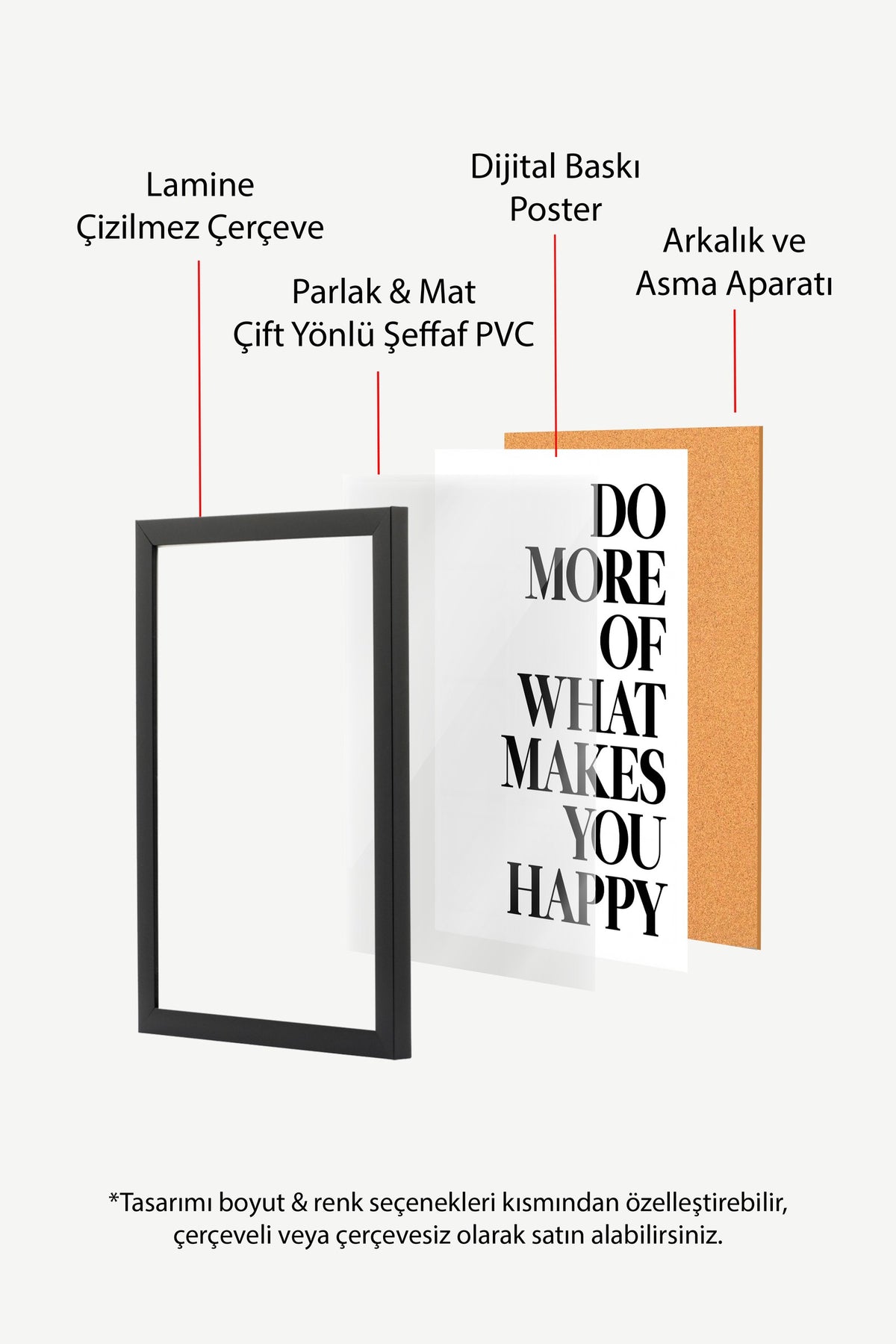 DO MORE OF WHAT MAKES YOU HAPPY Poster – Siyah Çerçeveli Tablo