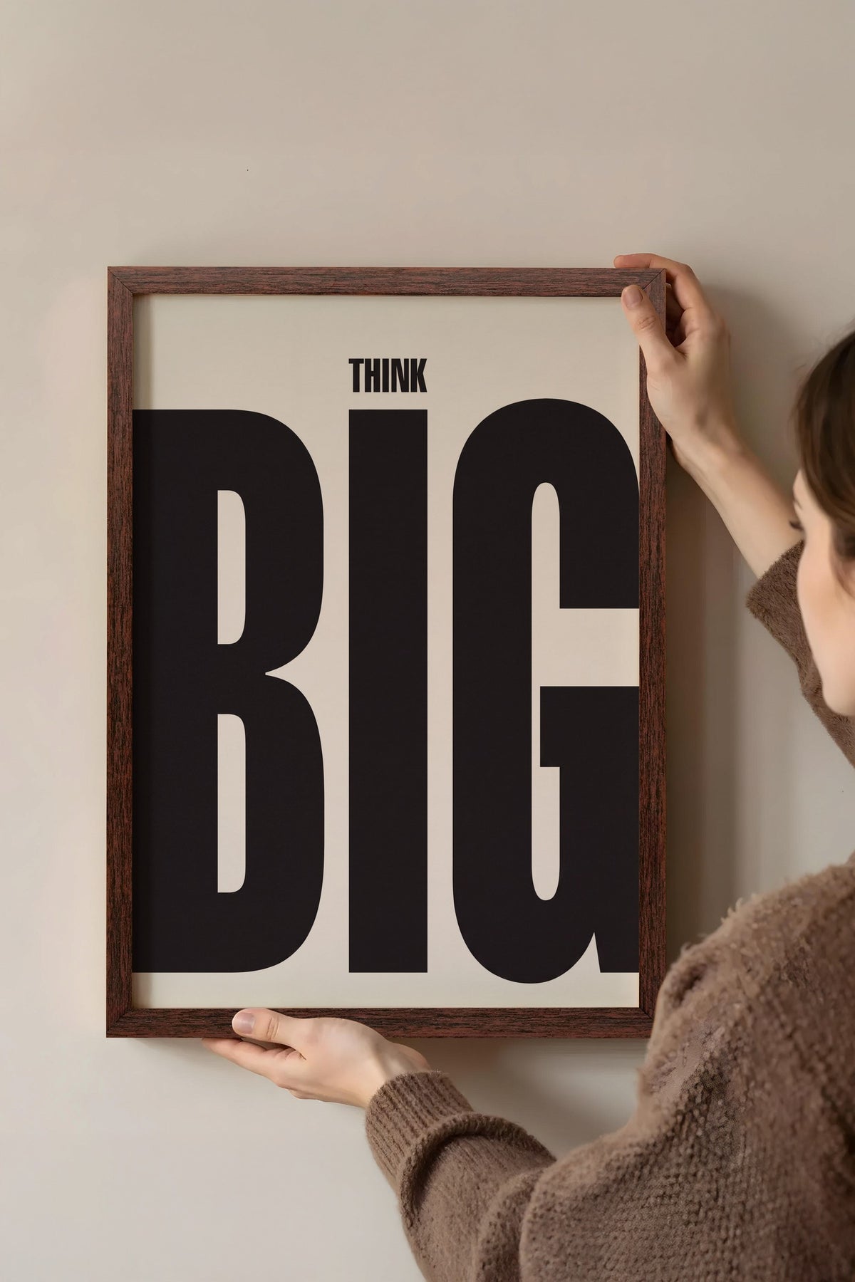 THINK BIG Poster – Kahverengi Çerçeveli Tablo