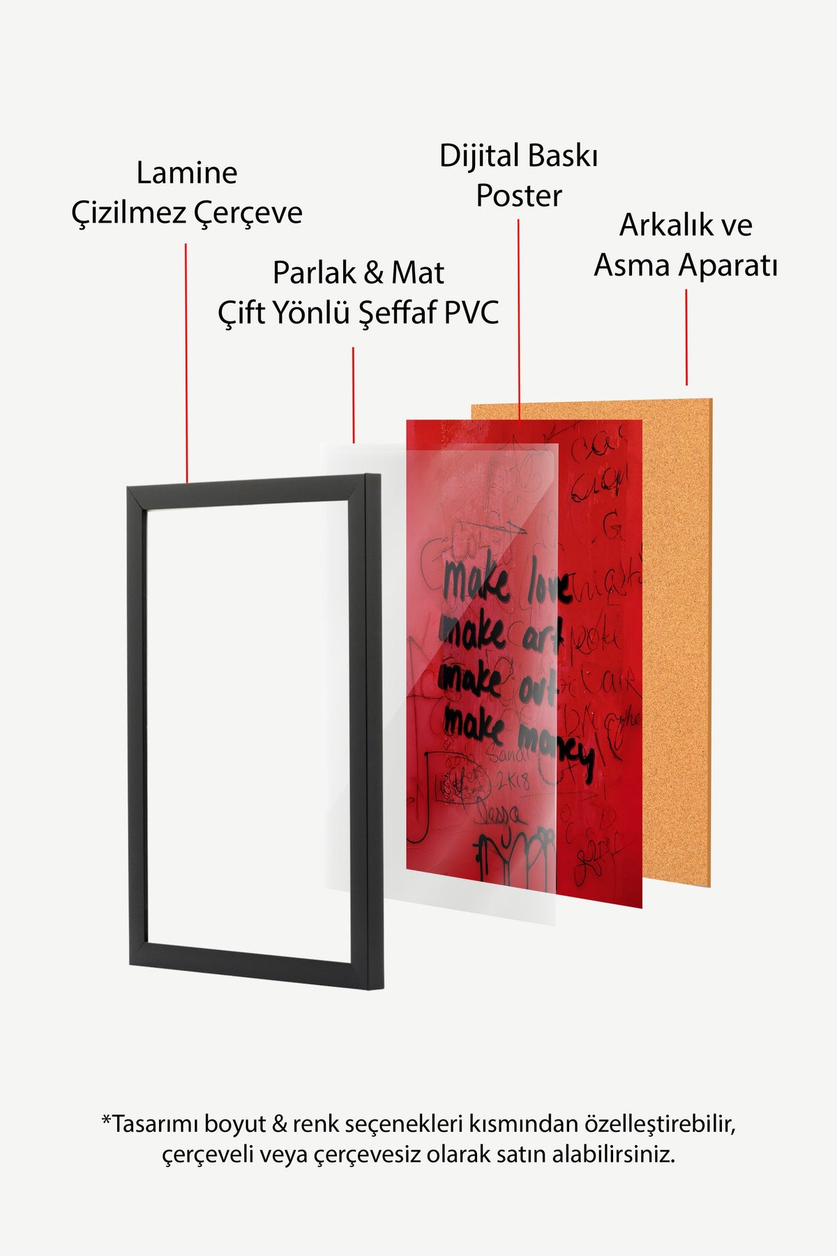 make love make art make out make money Poster – Siyah Çerçeveli Tablo