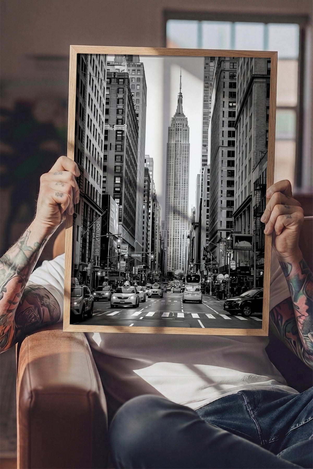 Şehir Manzarası ve Empire State Binası Poster – Ahşap Çerçeveli Tablo