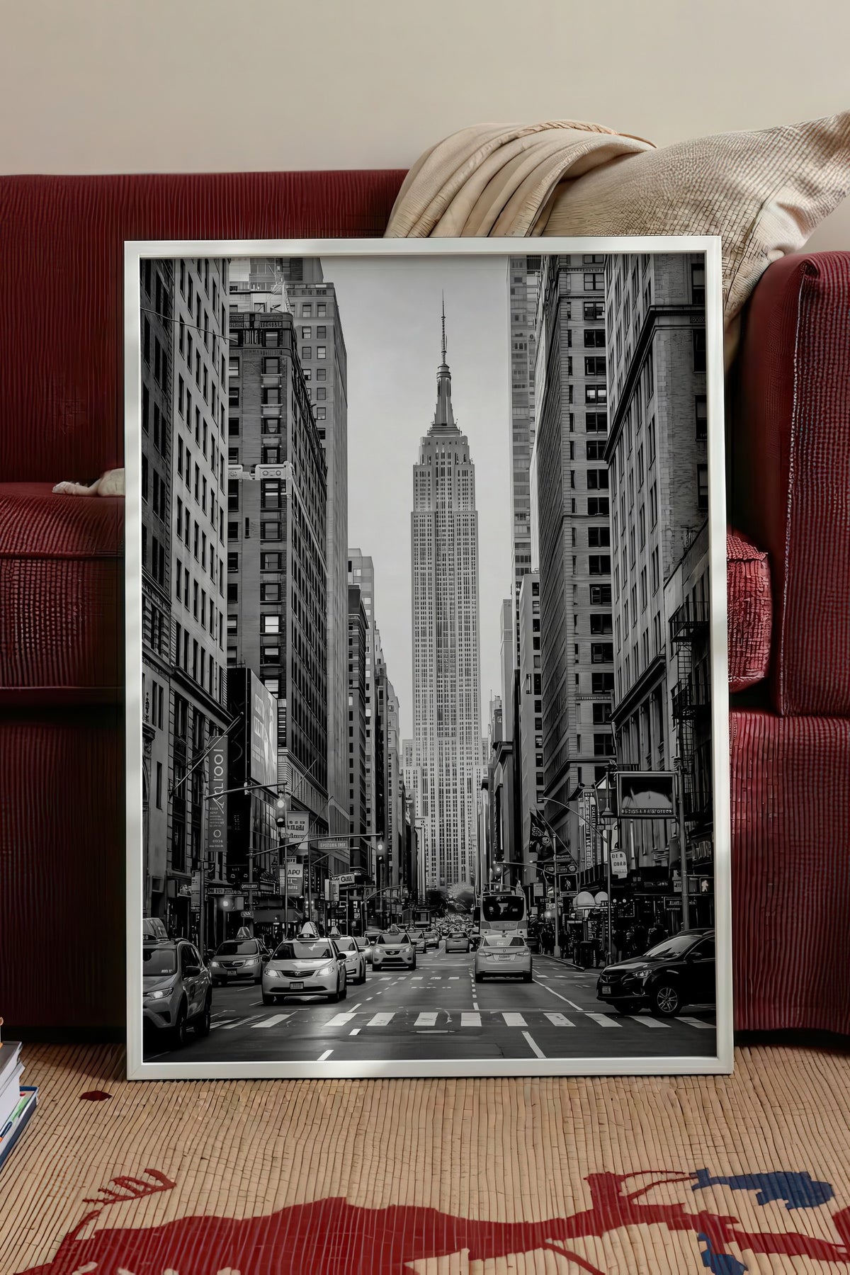 Şehir Manzarası ve Empire State Binası Poster – Beyaz Çerçeveli Tablo