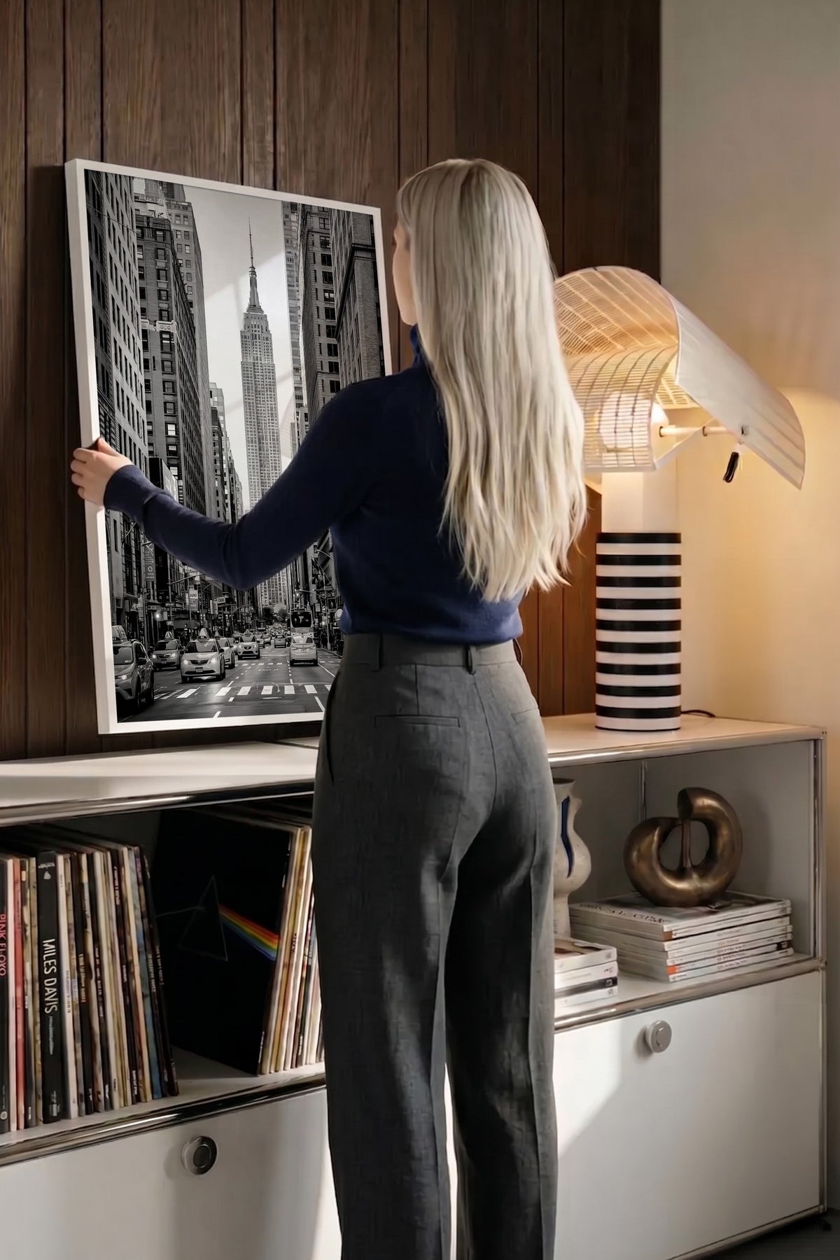 Şehir Manzarası ve Empire State Binası Poster – Beyaz Çerçeveli Tablo