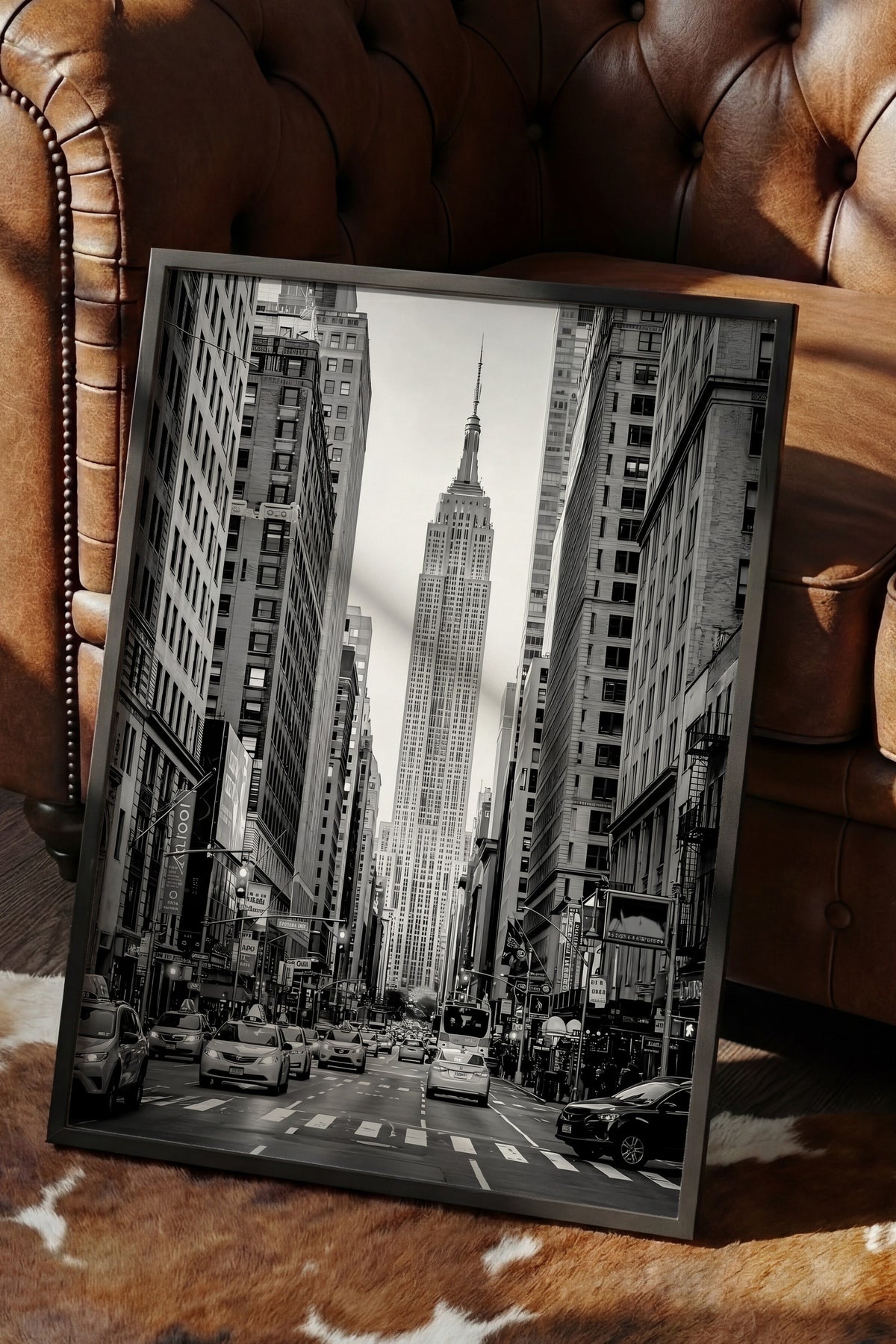 Şehir Manzarası ve Empire State Binası Poster – Siyah Çerçeveli Tablo