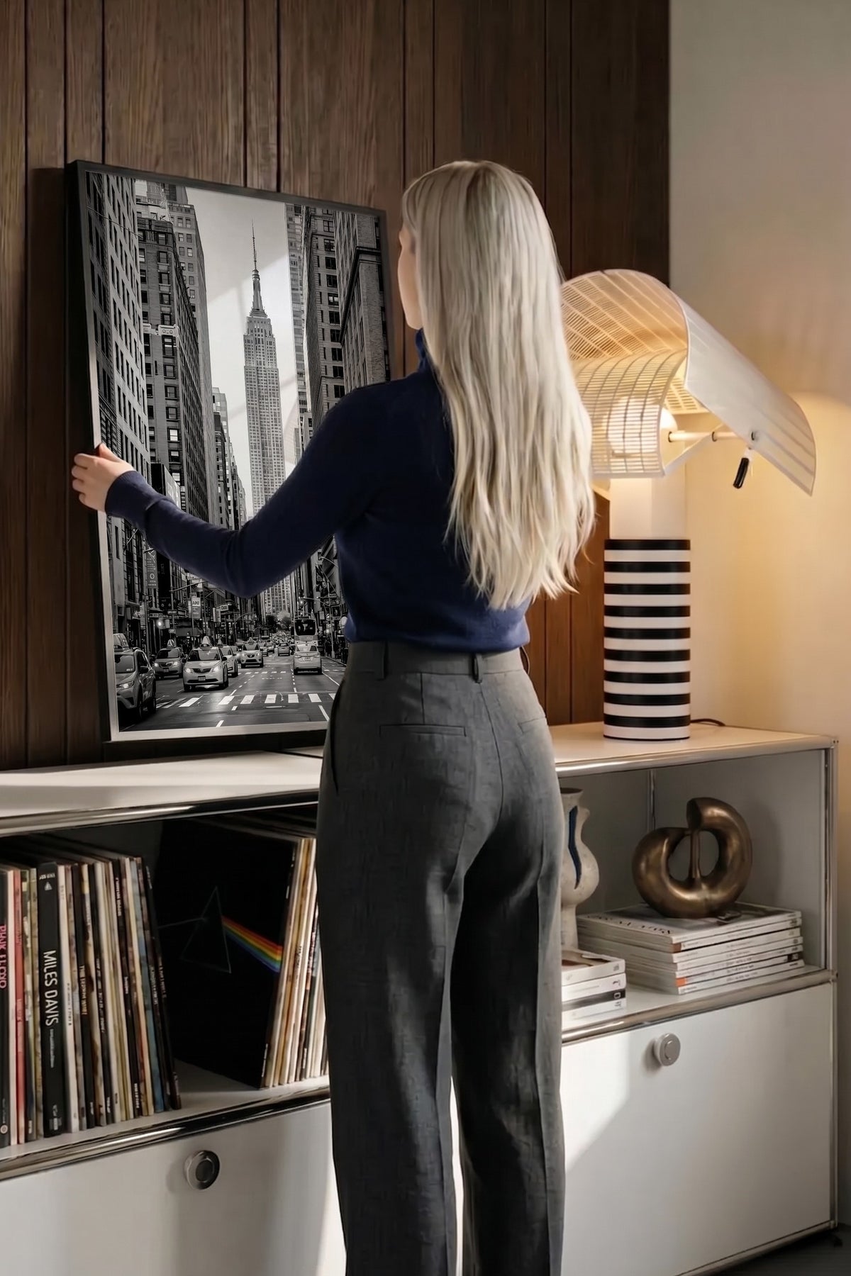 Şehir Manzarası ve Empire State Binası Poster – Siyah Çerçeveli Tablo