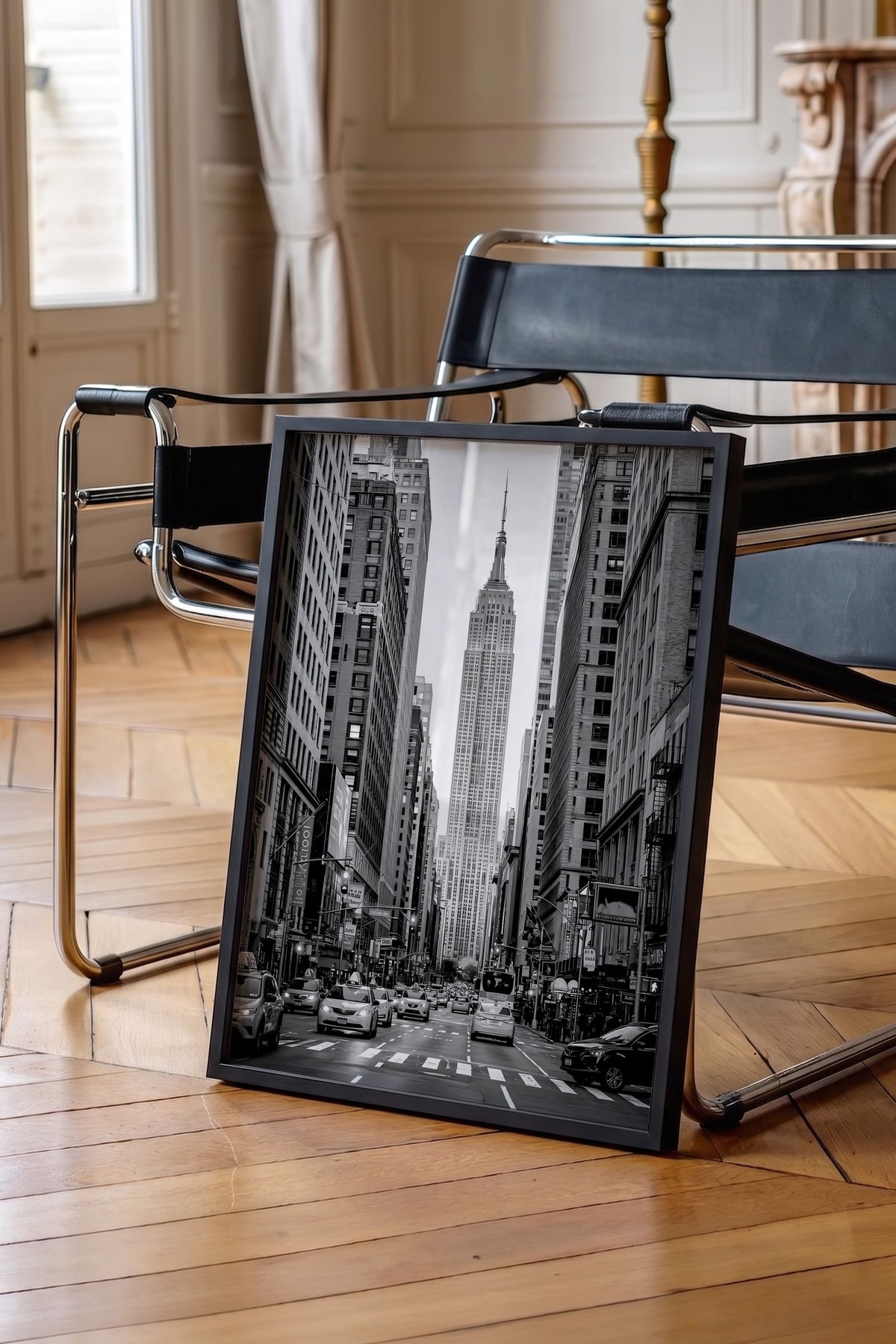 Şehir Manzarası ve Empire State Binası Poster – Siyah Çerçeveli Tablo