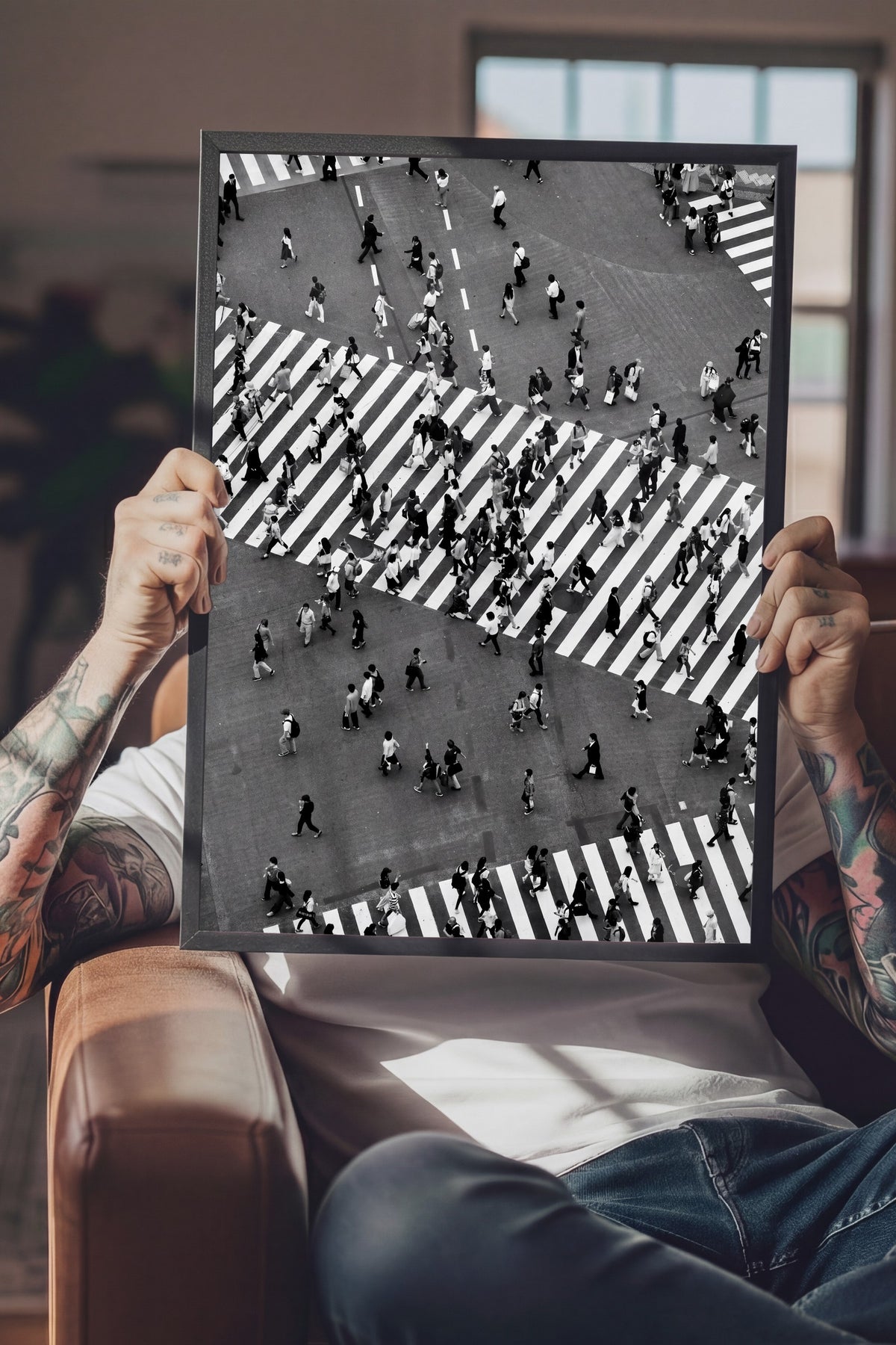 Kalabalık Yaya Geçidi Poster – Siyah Çerçeveli Tablo