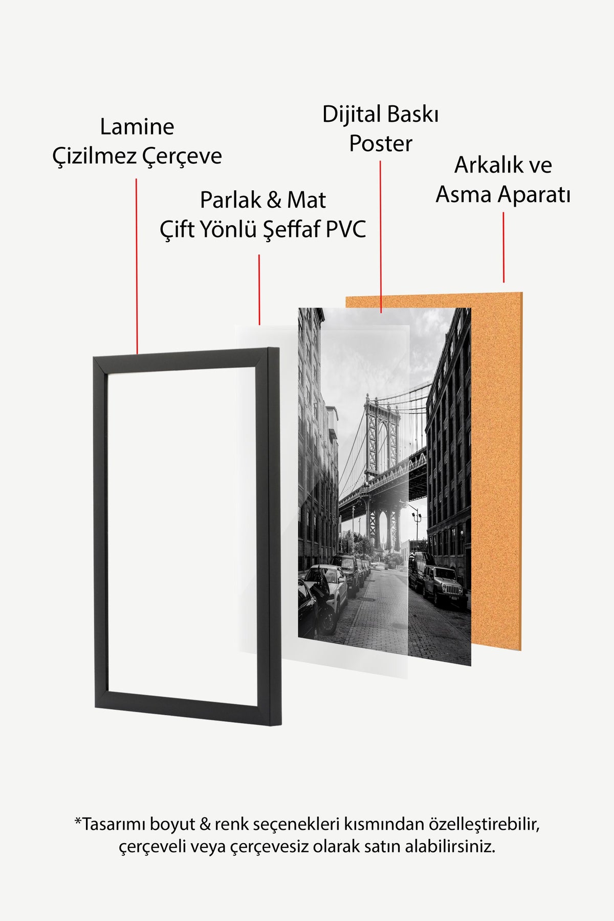Köprü ve Şehir Silüeti Poster – Siyah Çerçeveli Tablo