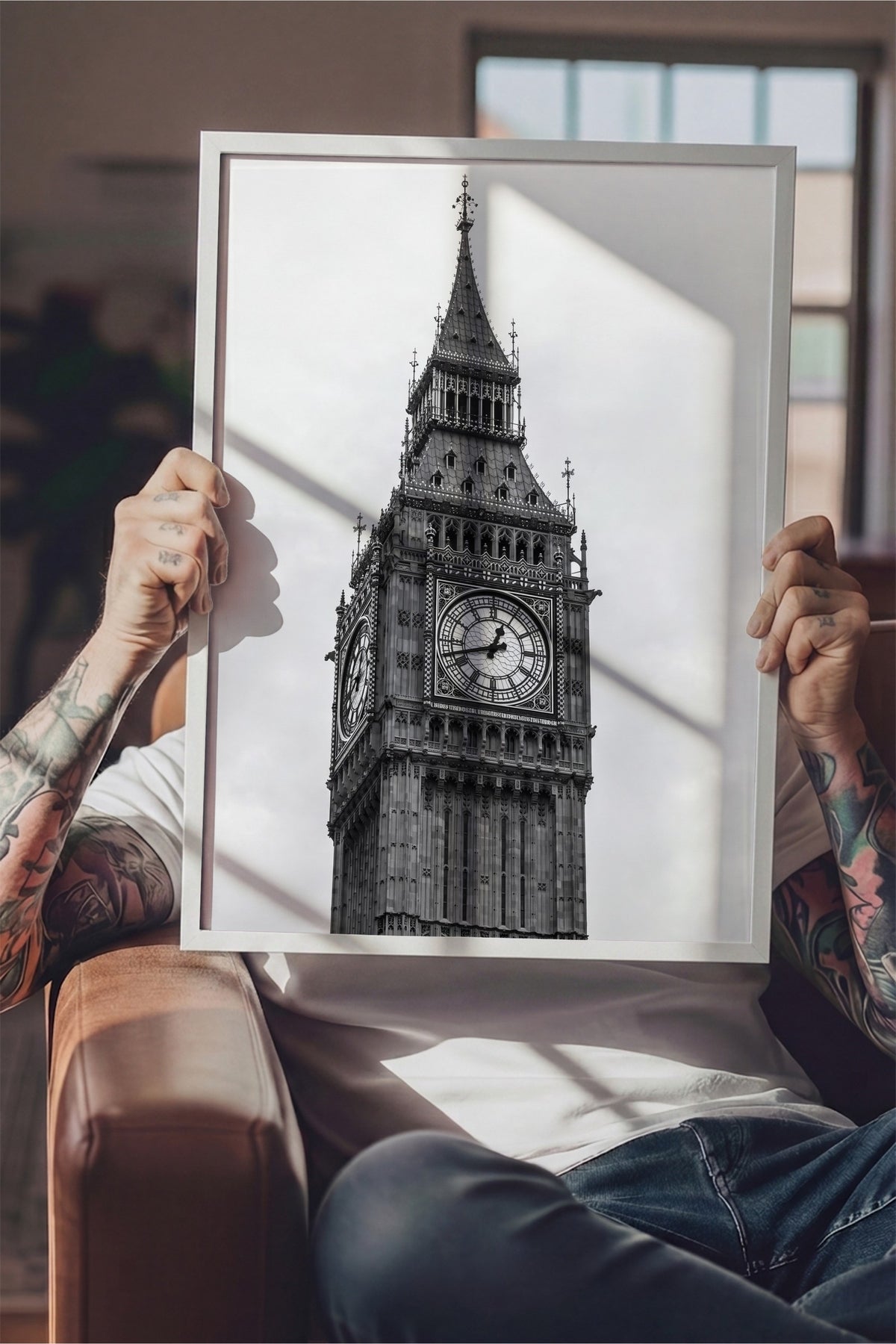 Londra Big Ben Detayı Poster – Beyaz Çerçeveli Tablo