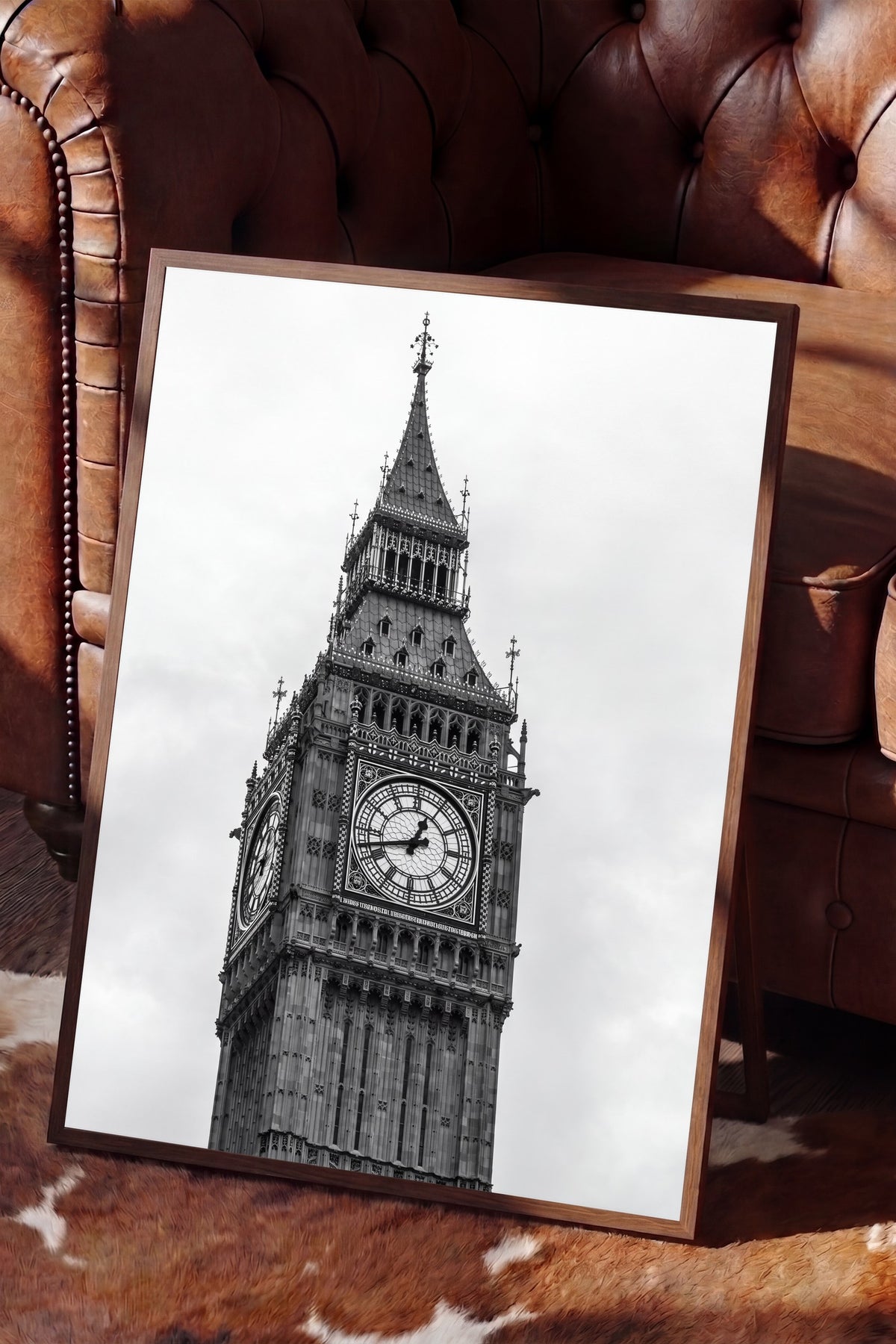 Londra Big Ben Detayı Poster – Kahverengi Çerçeveli Tablo