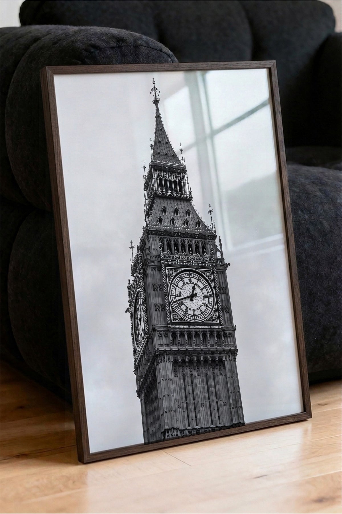 Londra Big Ben Detayı Poster – Kahverengi Çerçeveli Tablo
