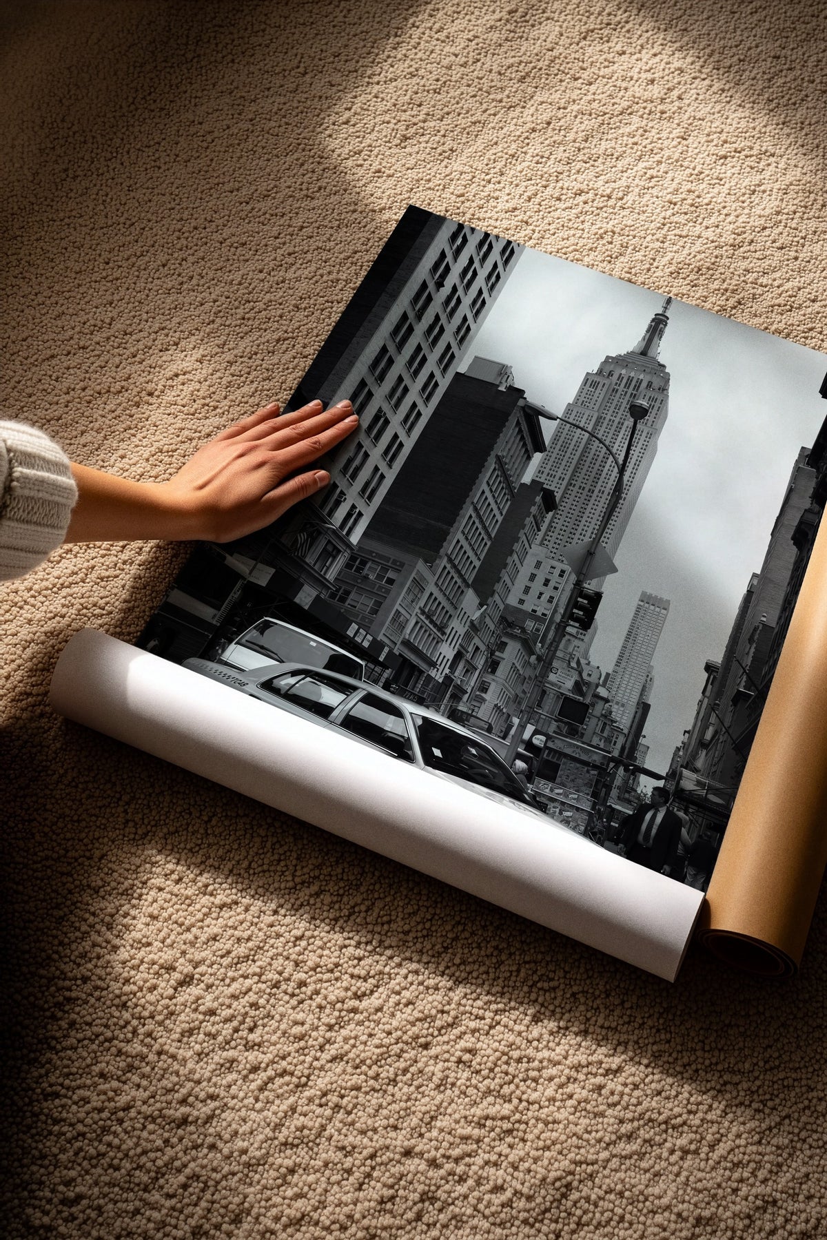 Empire State ve New York Sokakları Çerçevesiz Poster