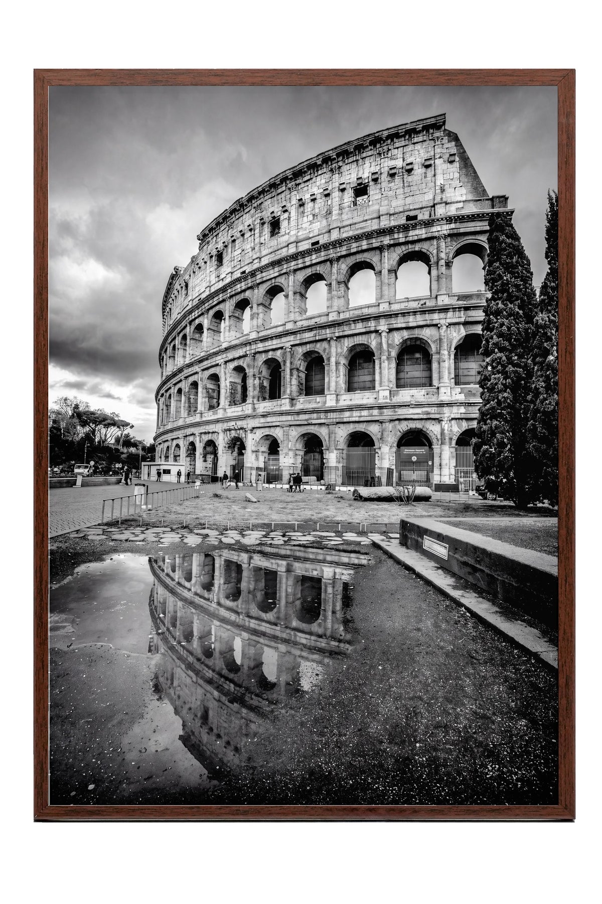 Roma Kolezyumu Yansıması Poster – Kahverengi Çerçeveli Tablo