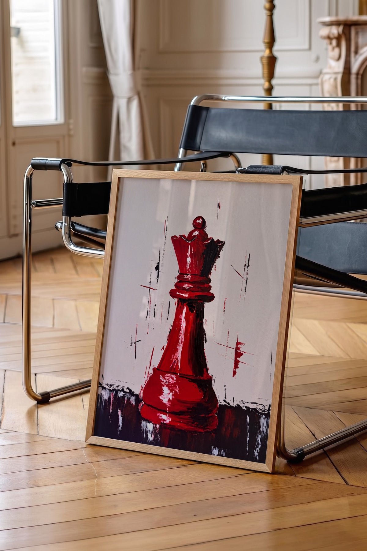 Kırmızı Satranç Veziri Poster – Ahşap Çerçeveli Tablo