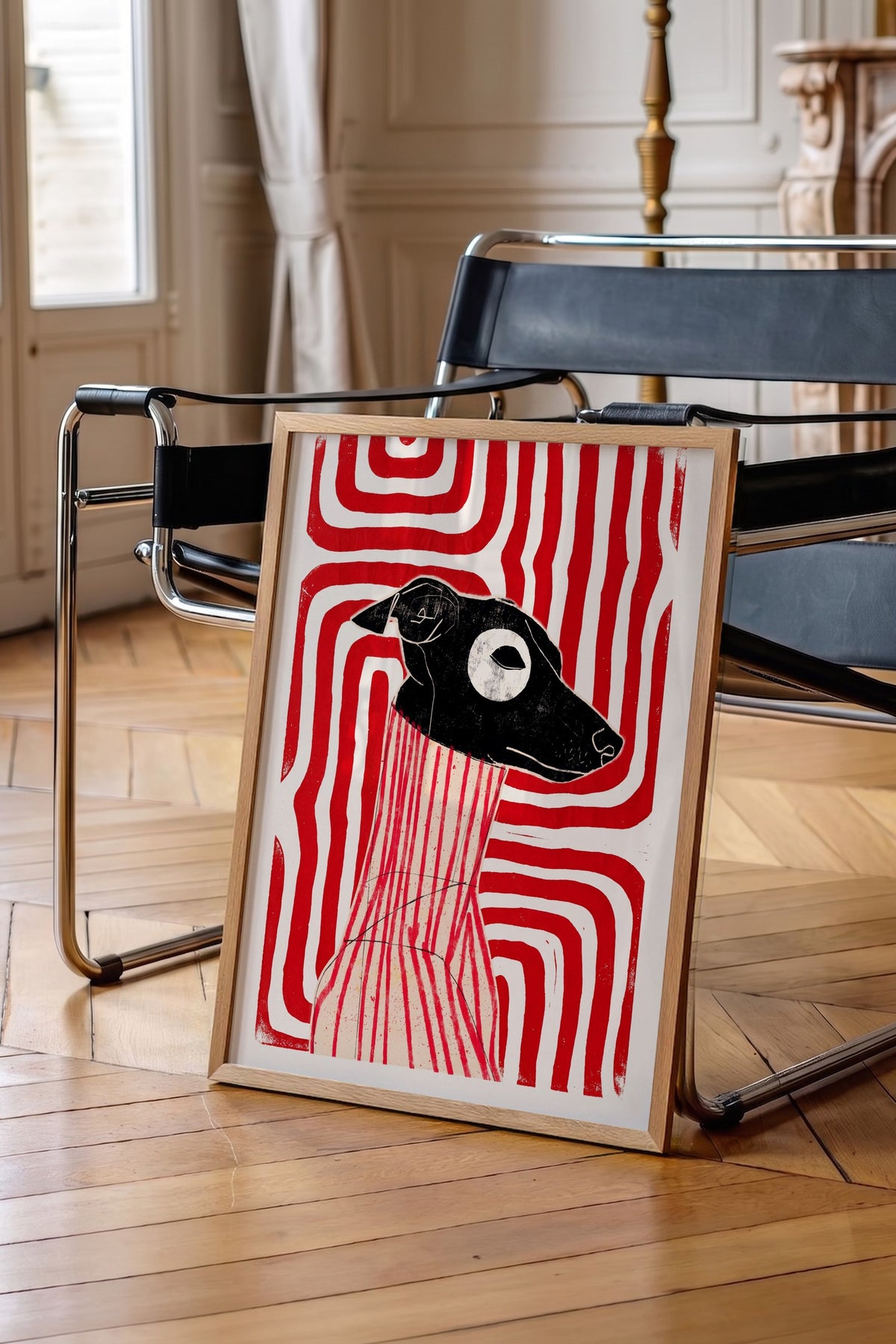 Soyut Köpek İllüstrasyonu Poster – Ahşap Çerçeveli Tablo