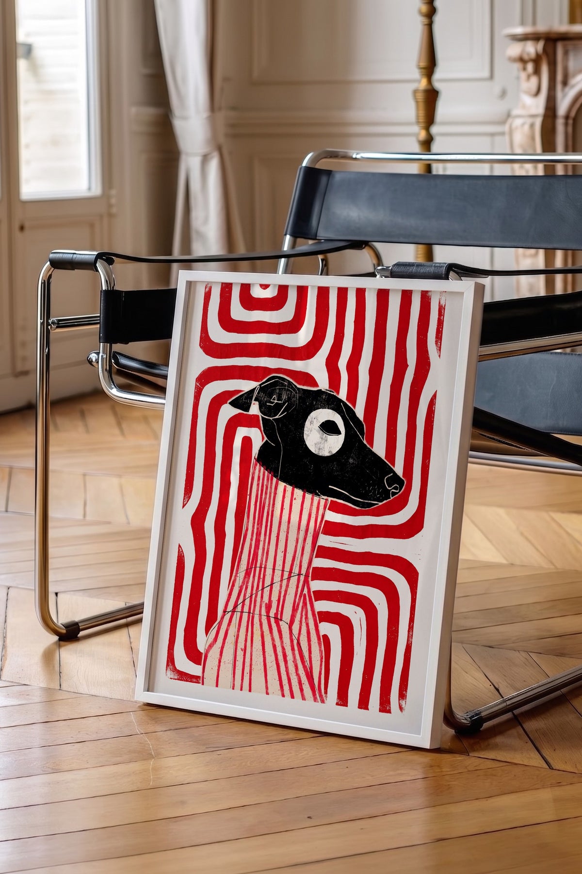 Soyut Köpek İllüstrasyonu Poster – Beyaz Çerçeveli Tablo