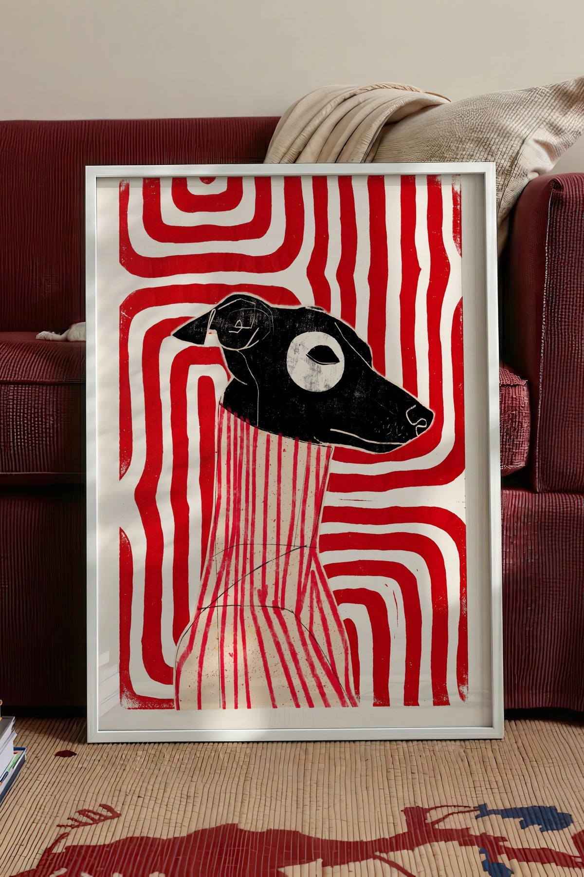 Soyut Köpek İllüstrasyonu Poster – Beyaz Çerçeveli Tablo