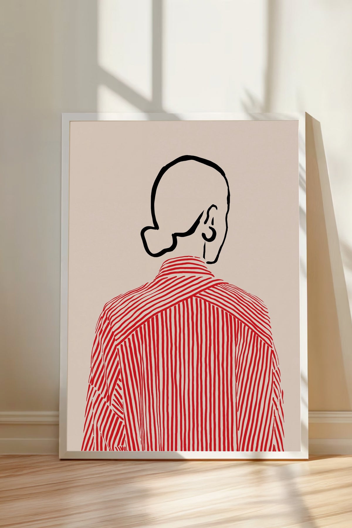 Çizgili Gömlekli Silüet Poster – Beyaz Çerçeveli Tablo