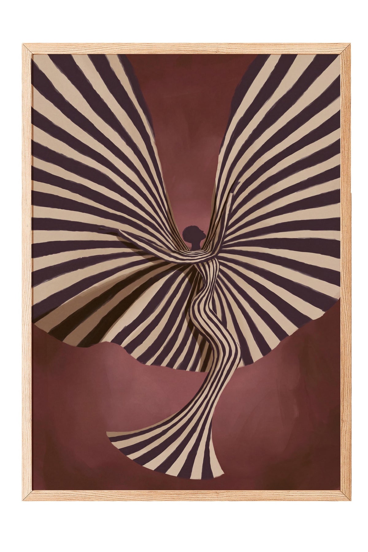 Soyut Şeritli Kadın Silüeti Poster – Ahşap Çerçeveli Tablo