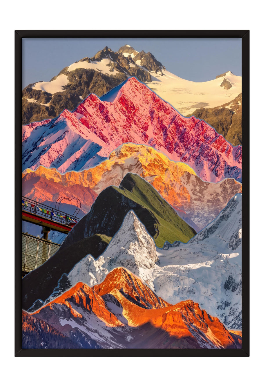 Renkli Dağ Kolajı Poster – Siyah Çerçeveli Tablo