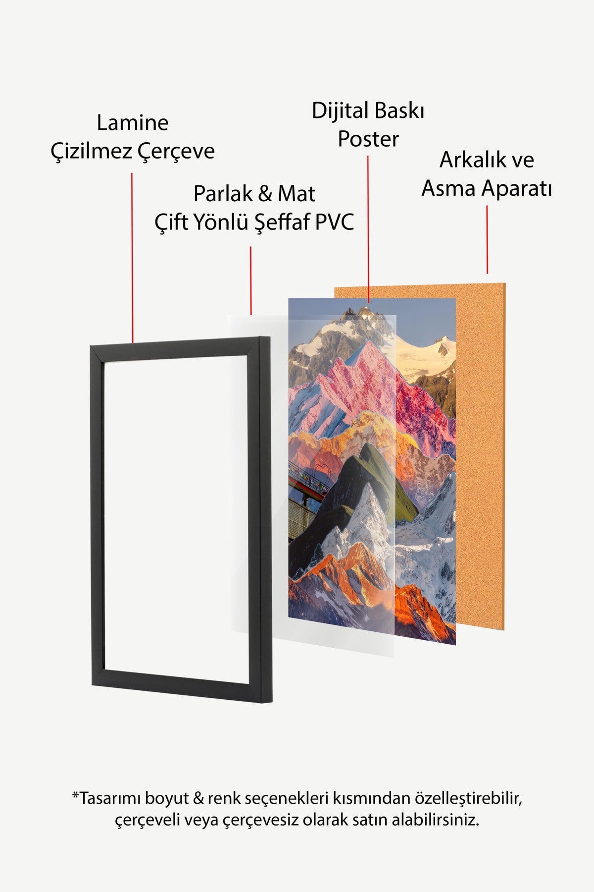 Renkli Dağ Kolajı Poster – Siyah Çerçeveli Tablo